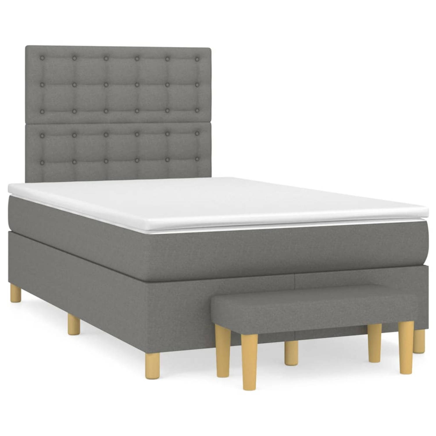 The Living Store Boxspring met matras stof donkergrijs 120x200 cm - Bed