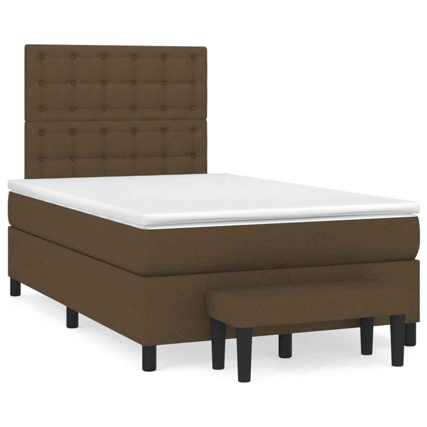 The Living Store Bedframe - Boxspring - Donkerbruin - 203 x 120 x 118/128 cm (L x B x H) - Pocketvering Matras - 120 x