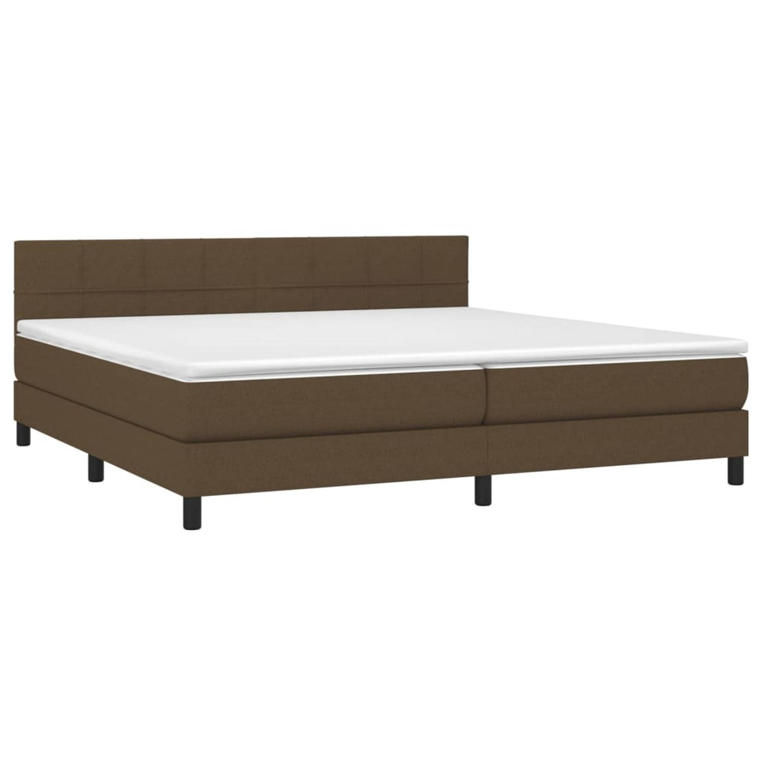 The Living Store Boxspringbed - Pocketvering - 203x200x78/88 cm - Donkerbruin - Inclusief 2 matrassen en 1 topmatras