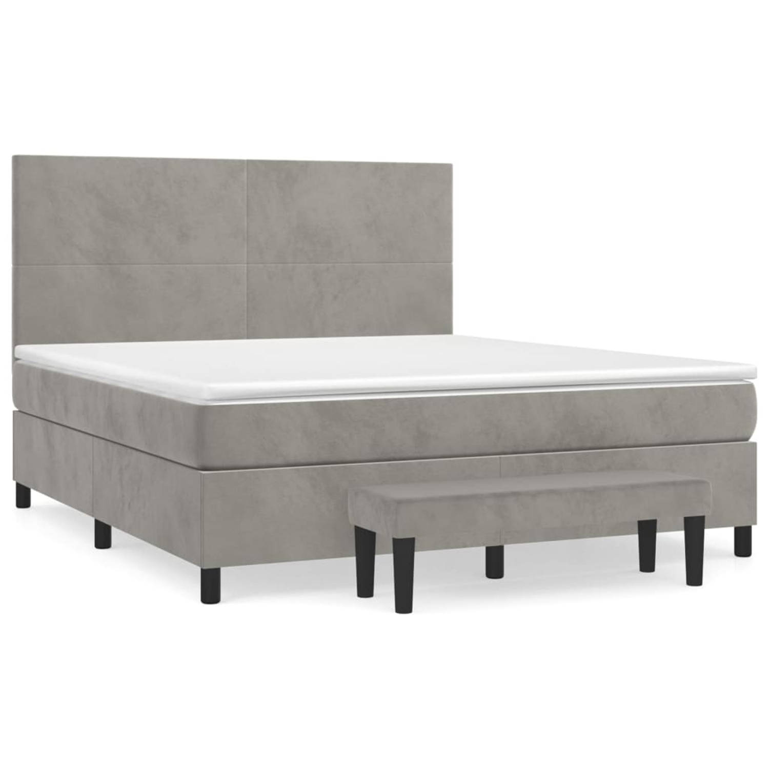 The Living Store Bed - The Living Store - Boxspringbed - 203 x 160 x 118/128 cm - Lichtgrijs