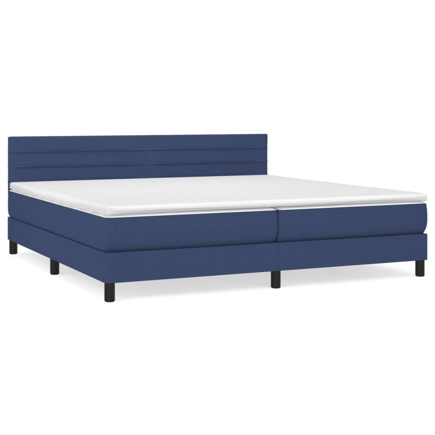 The Living Store Boxspringbed - Luxe - Pocketvering - Middelharde ondersteuning - Blauw - 203 x 200 x 78/88 cm