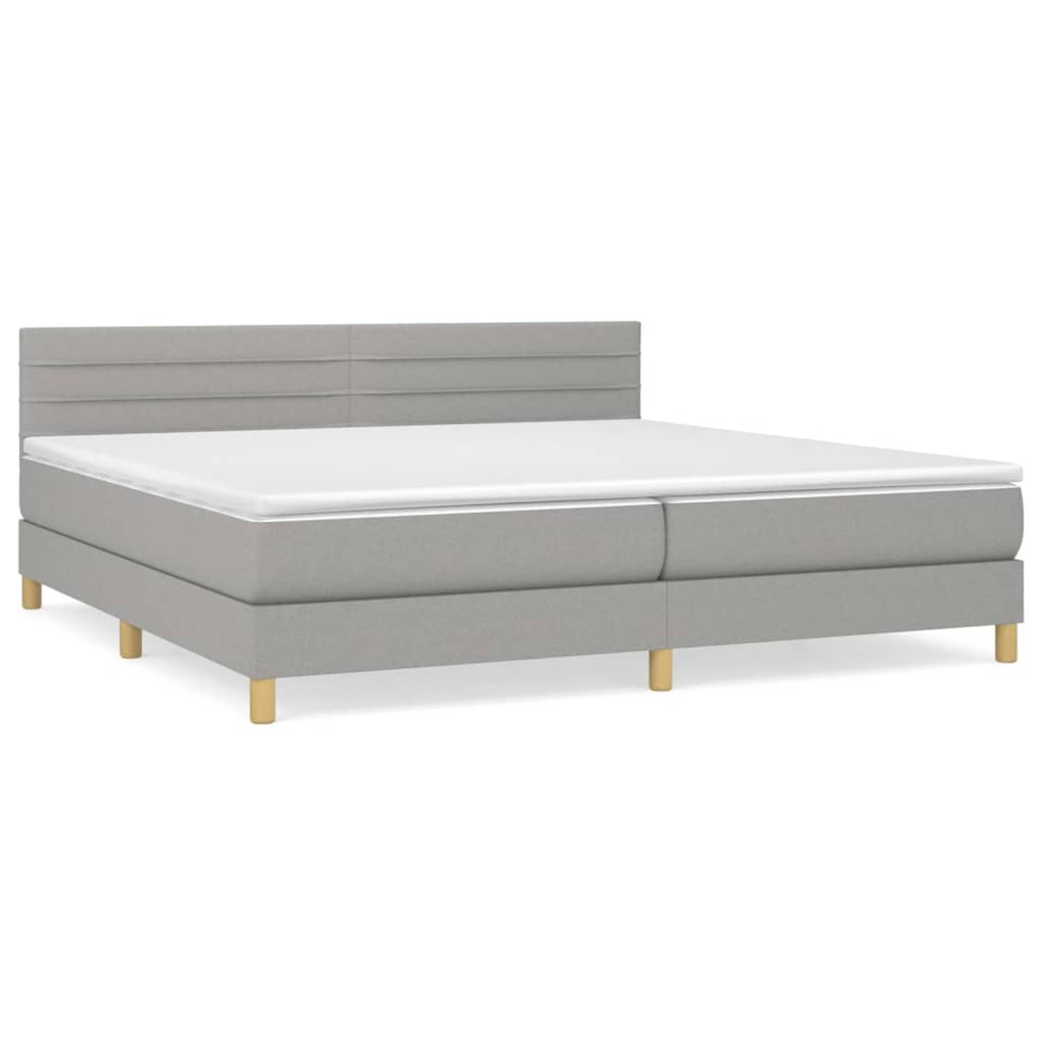 The Living Store Boxspring met matras stof lichtgrijs 200x200 cm - Bed