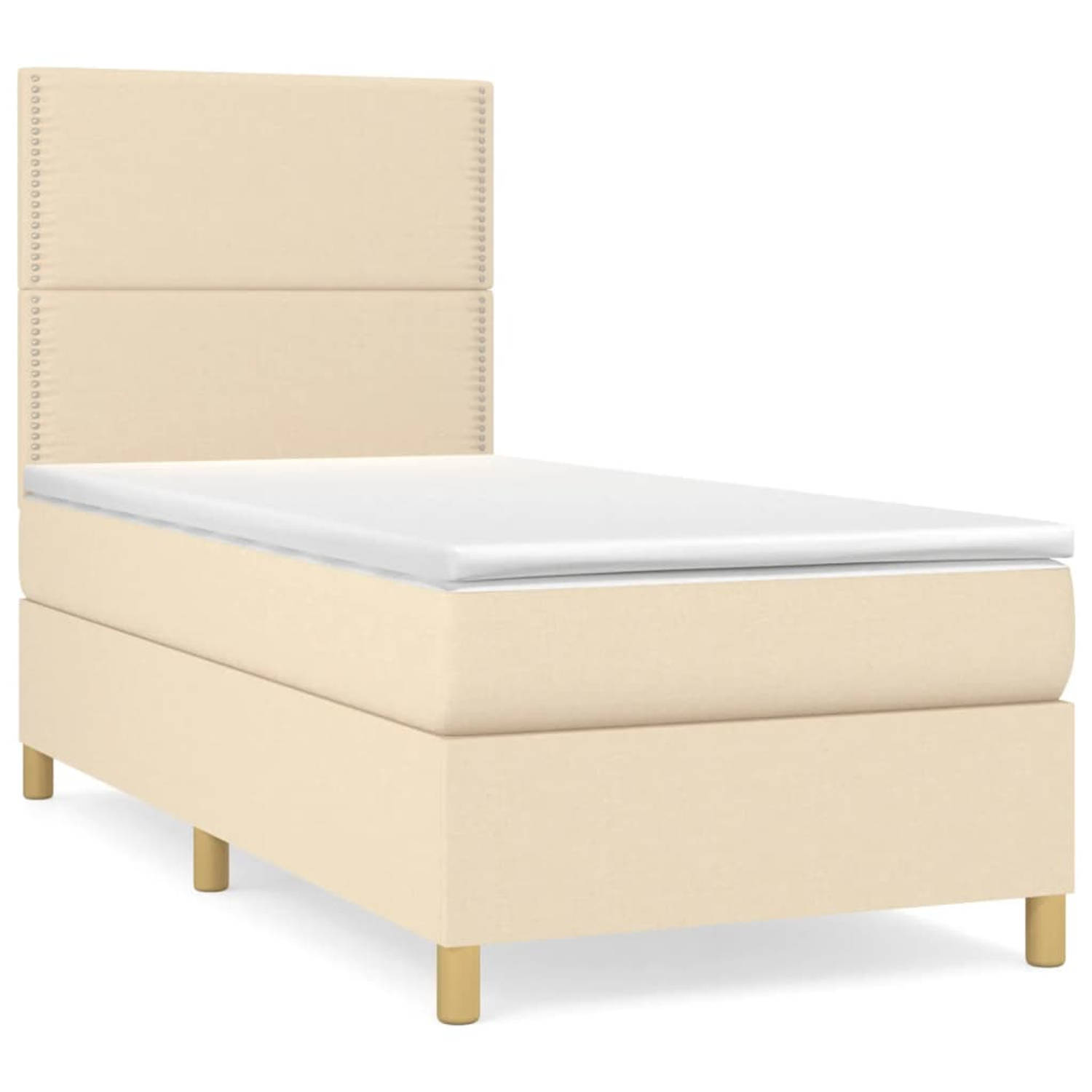 The Living Store Boxspringbed - - Bed - 203x100x118/128 cm - Duurzaam materiaal - praktisch hoofdbord - comfortabele ondersteuning - pocketvering matras - middelharde ondersteuning
