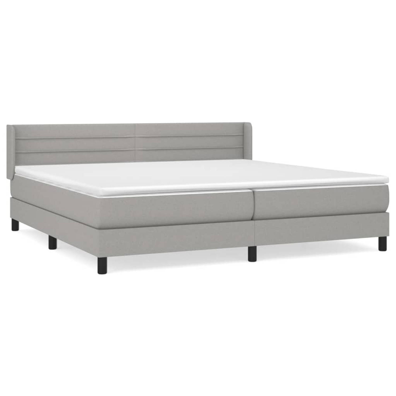 The Living Store Boxspringbed - - Bed - 203 x 203 x 78/88 cm - Lichtgrijs - Stof - Pocketvering