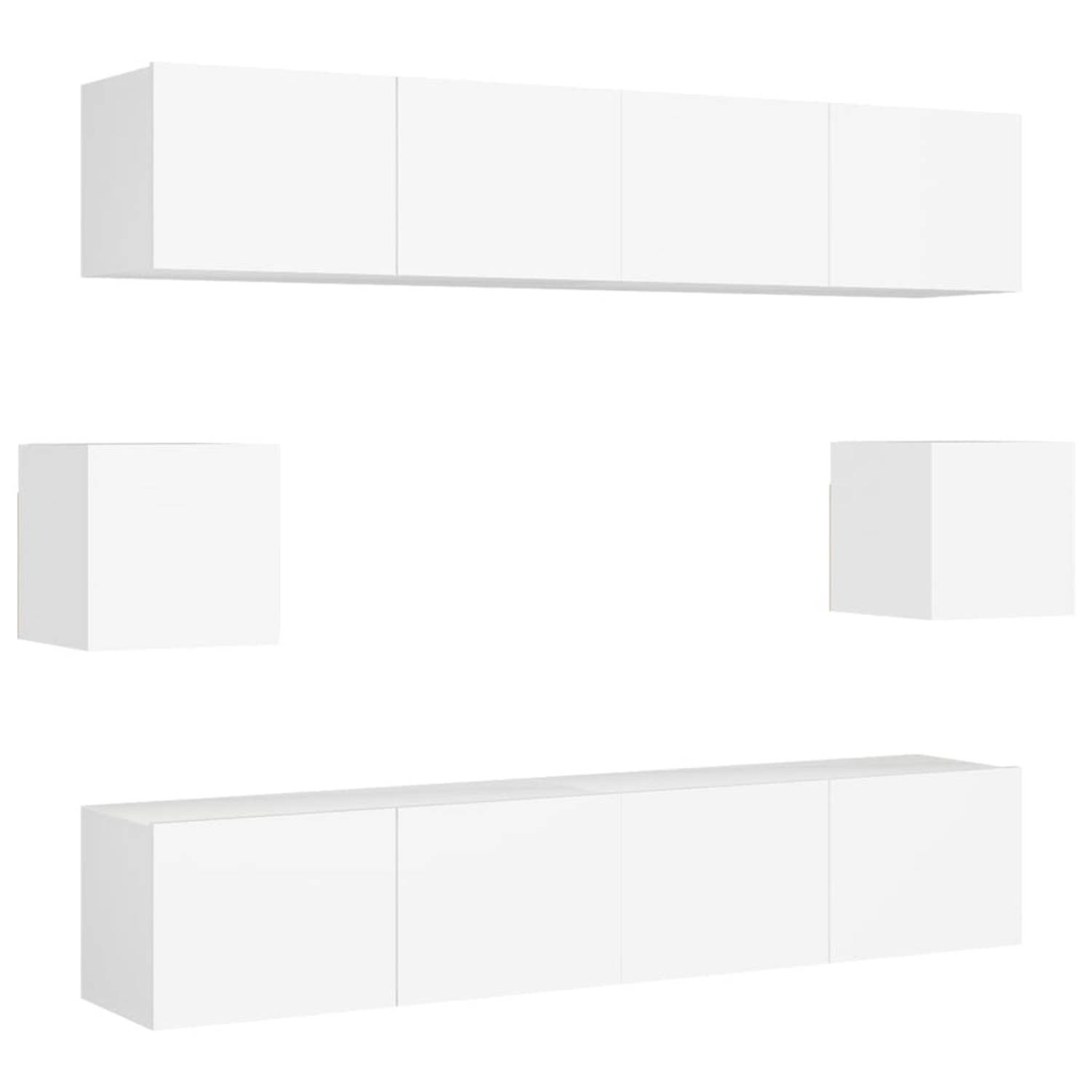 The Living Store TV Wandmeubel Set - 4x 80x30x30 cm + 2x 30.5x30x30 cm - Opvallend design - praktisch