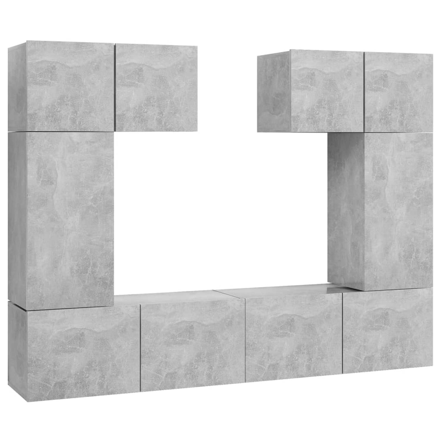 The Living Store 6-delige Tv-meubelset spaanplaat betongrijs