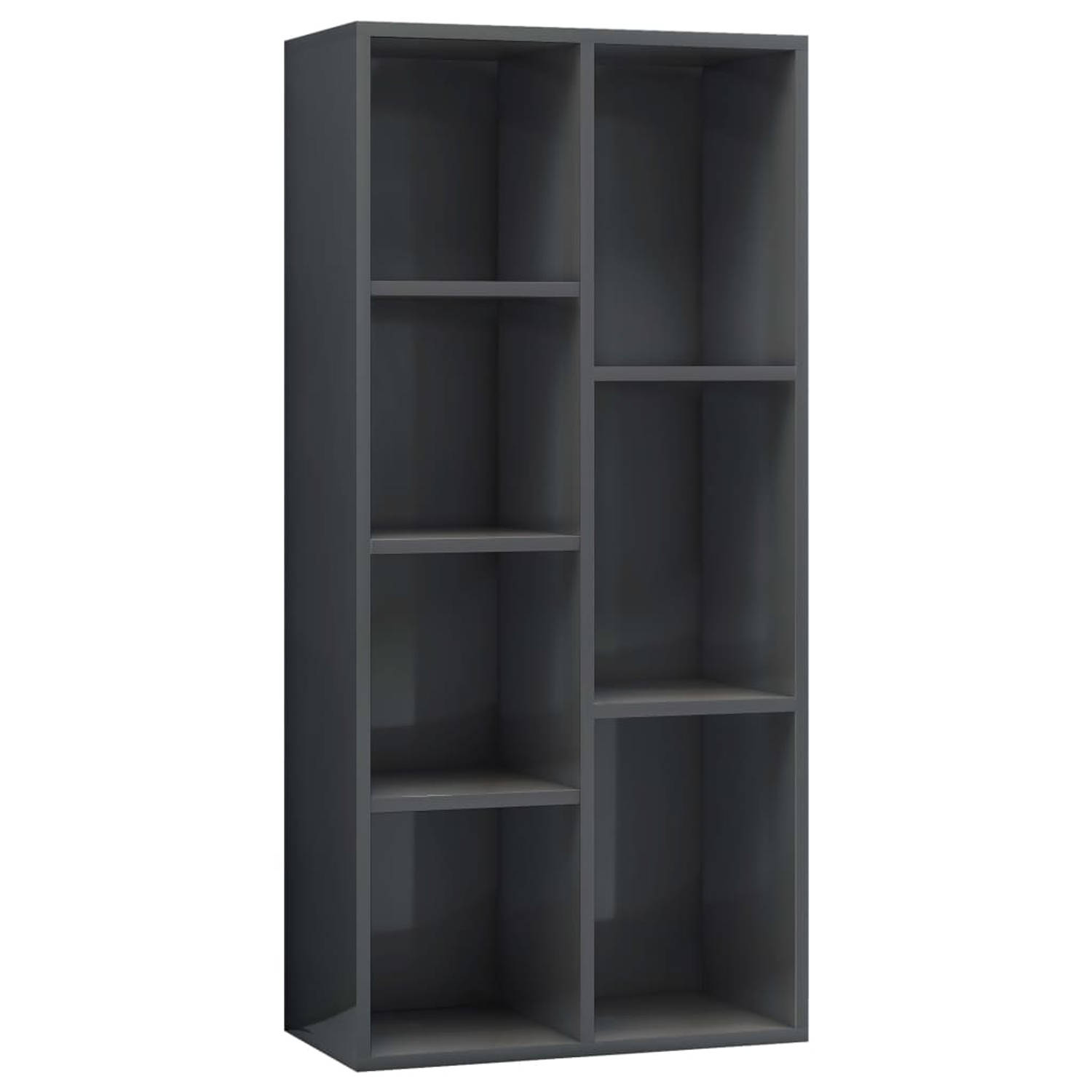 The Living Store Boekenkast - Classic - Meubel - 50x25x106 cm - Hoogglans grijs