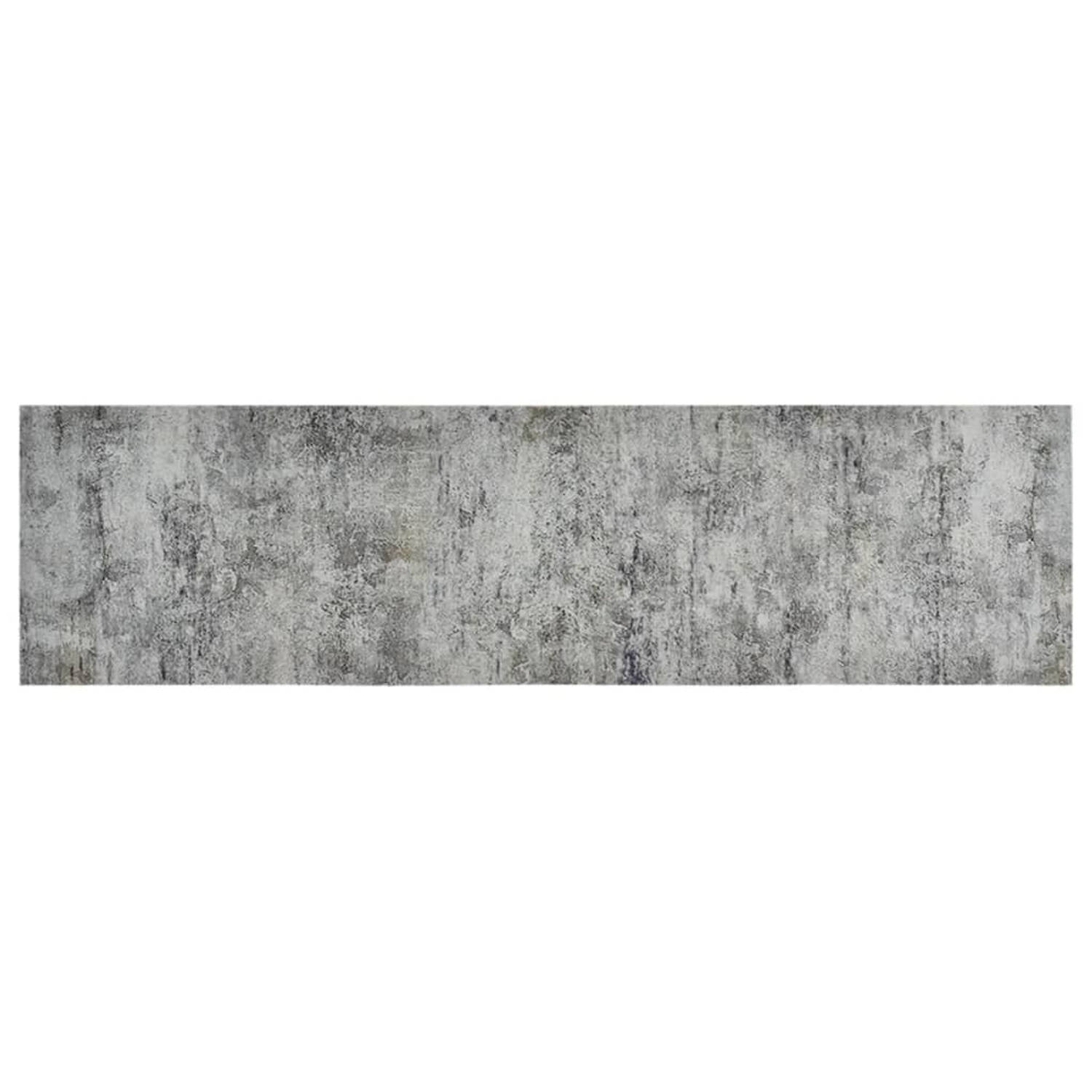 The Living Store Keukenmat wasbaar betonprint 45x150 cm fluweel - Deurmat