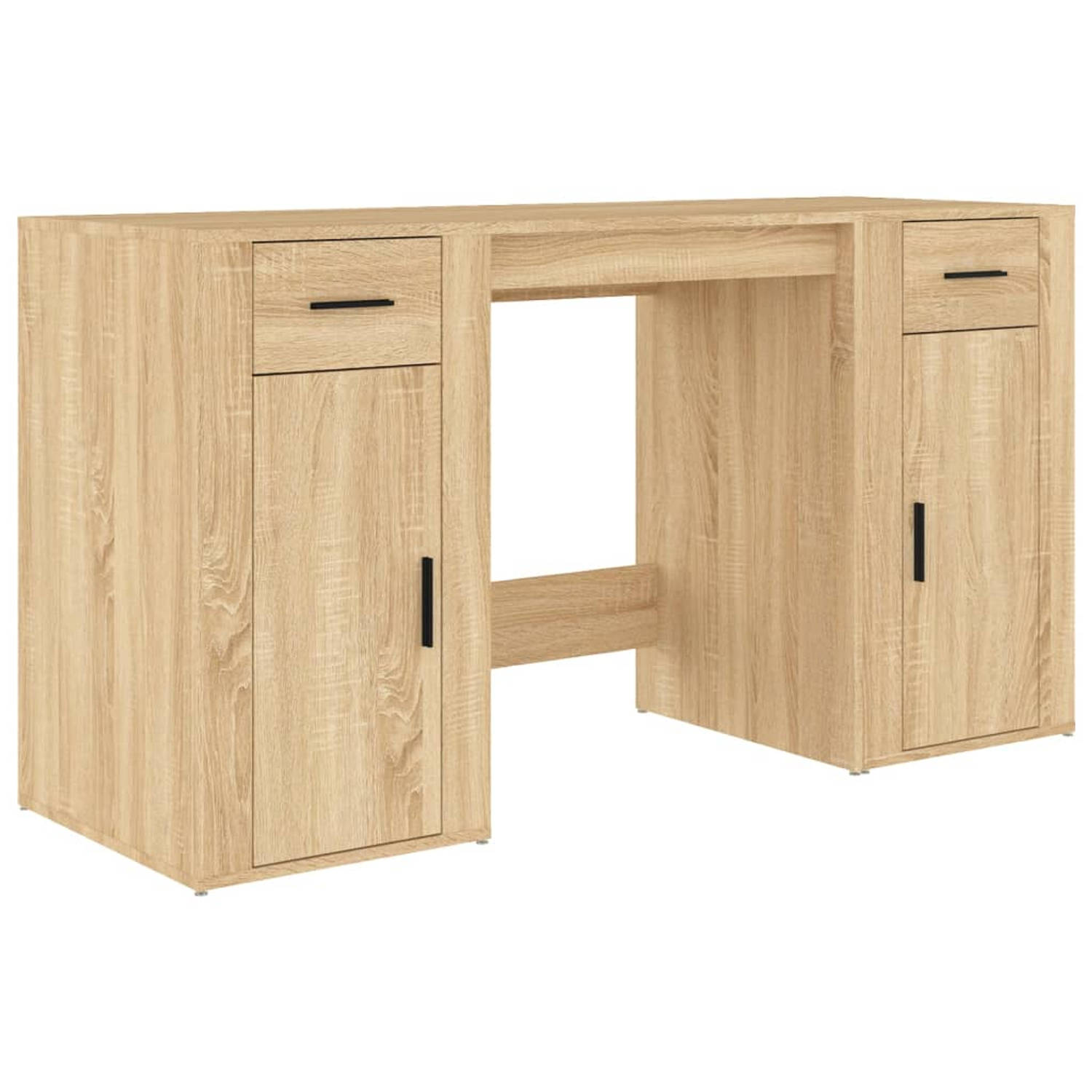 The Living Store Bureau en Kast - Sonoma Eiken - 100x49x75 cm - Duurzaam bewerkt hout - Met opbergruimte - Praktische deur - Display functie