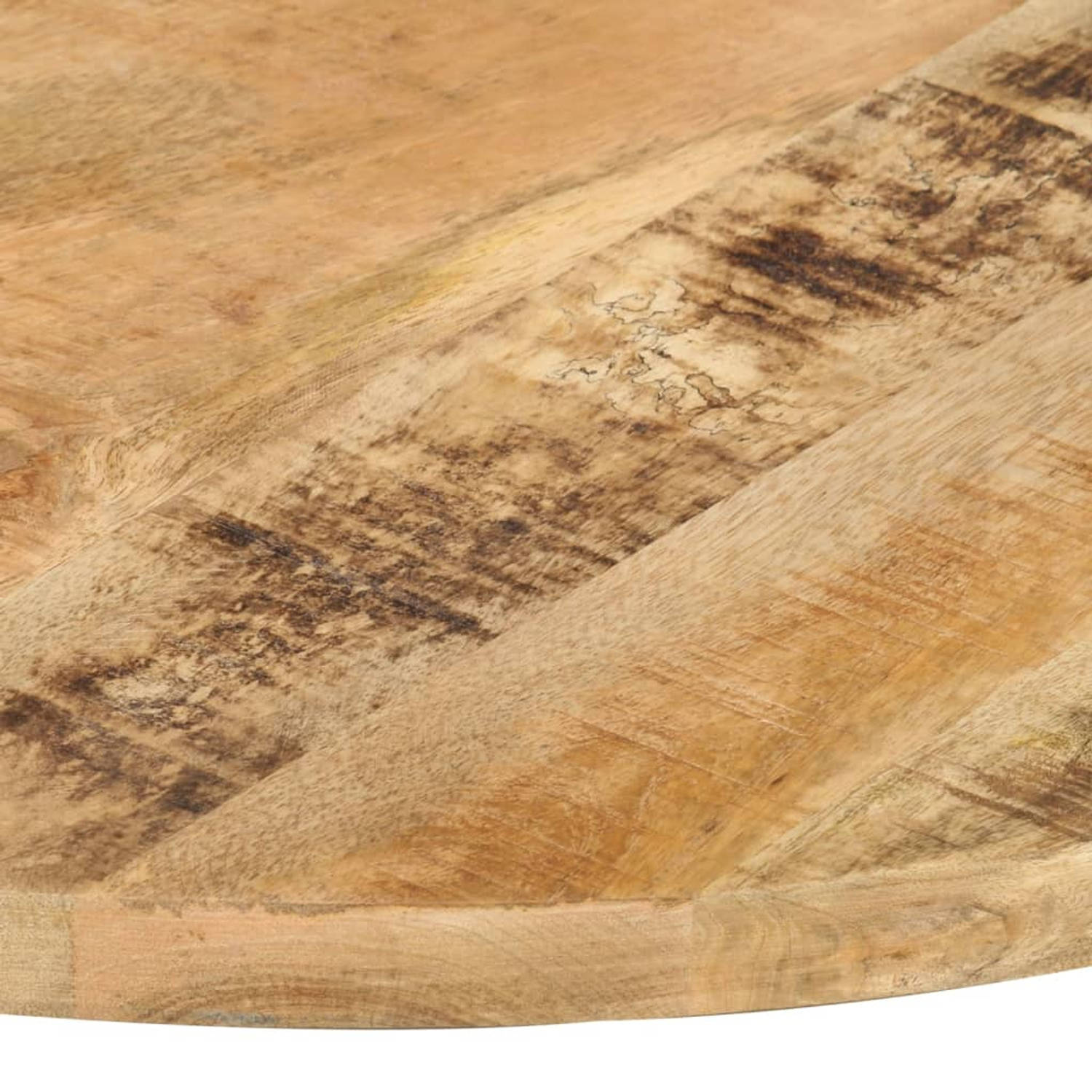 The Living Store Mangohouten Tafelblad - Diameter 80 cm - Massief hout - Industriële look