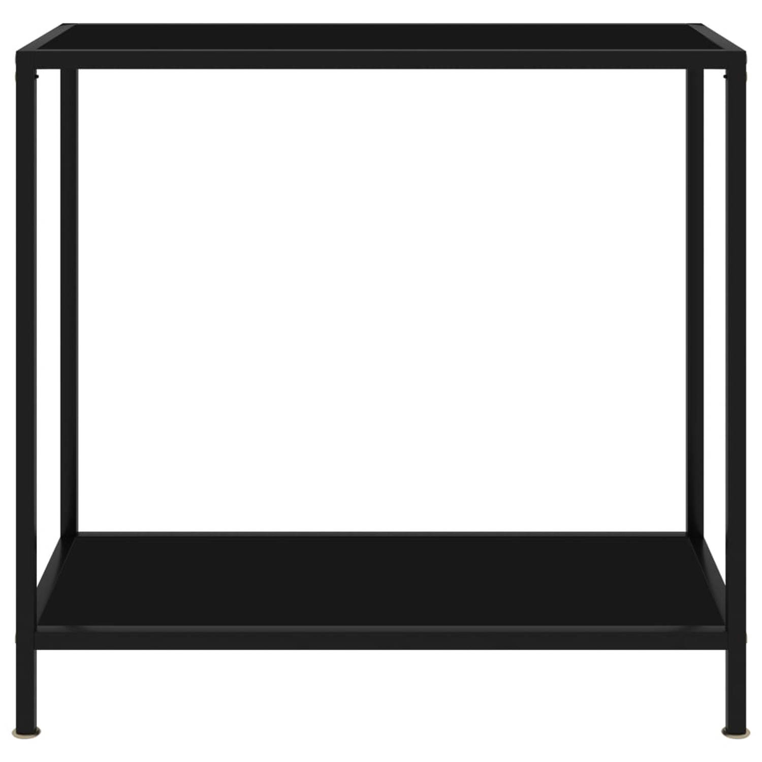 The Living Store Wandtafel 80x35x75 cm gehard glas zwart Tafel