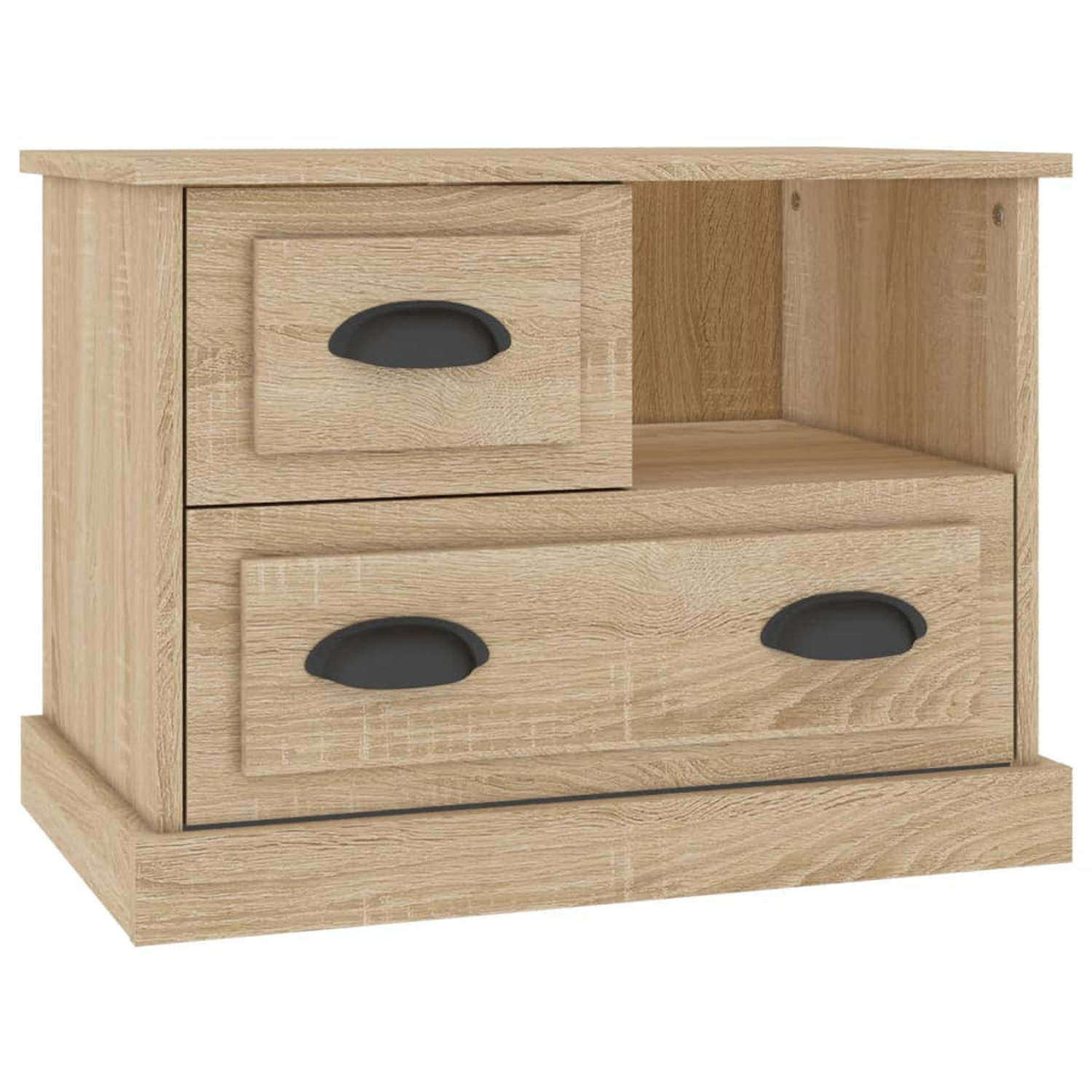 The Living Store Nachtkastje Sonoma Eiken - 60 x 39 x 45 cm - Duurzaam hout - Voldoende opbergruimte - Stabiel tafelblad