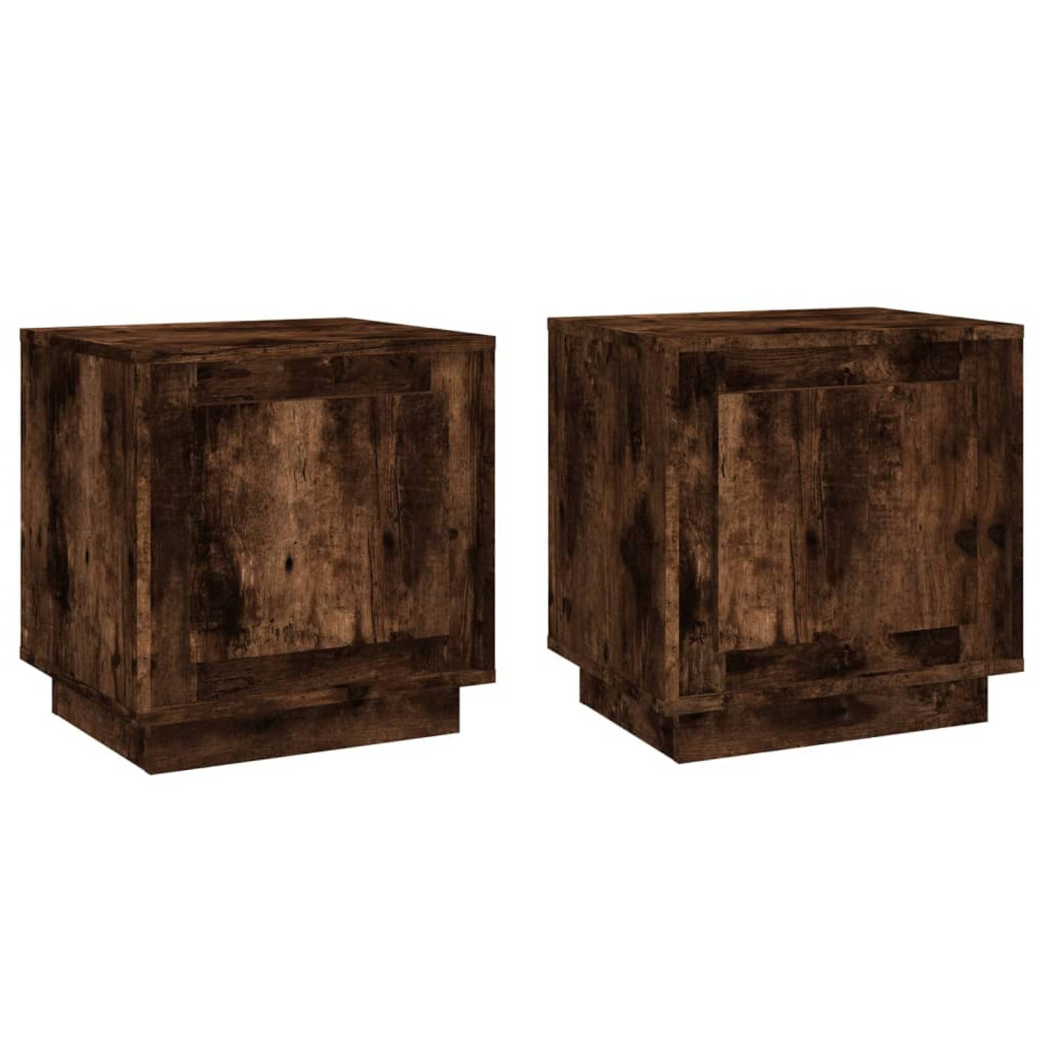 The Living Store Nachtkastjes Moderne Stijl - 44x35x45cm - Gerookt Eiken - Duurzaam Hout - Opbergruimte - Flexibele Deur - Multifunctioneel Ontwerp