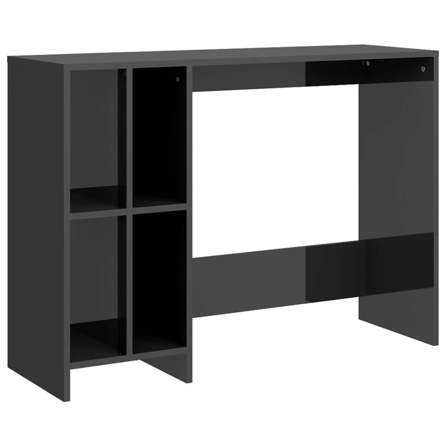 The Living Store Bureau - Hoogglans grijs - 102.5 x 35 x 75 cm - Met schappen - Montage vereist