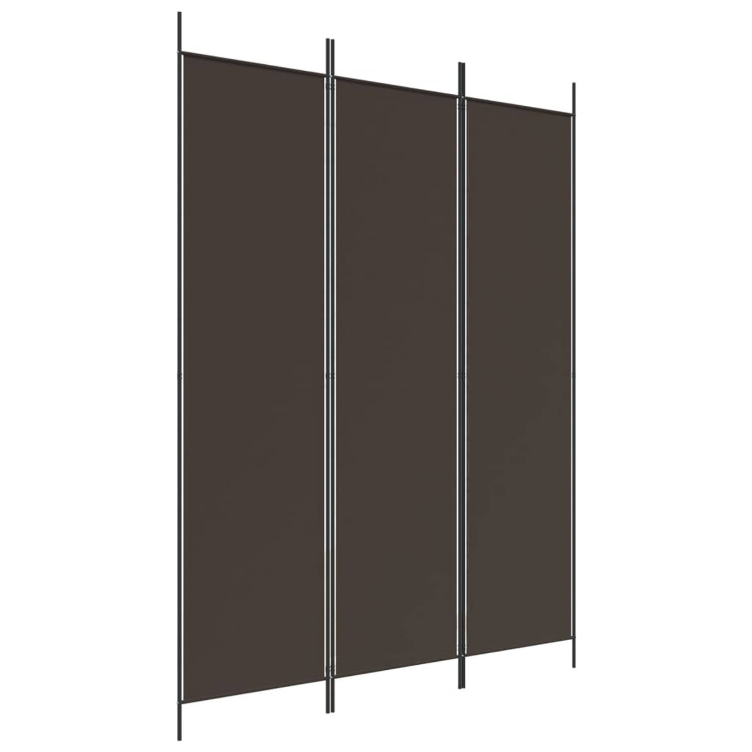 The Living Store Kamerscherm Bruin 3 Panelen - 150 x 200 cm - Duurzaam - Inklapbaar - Montagehandleiding - 100% polyester en ijzer