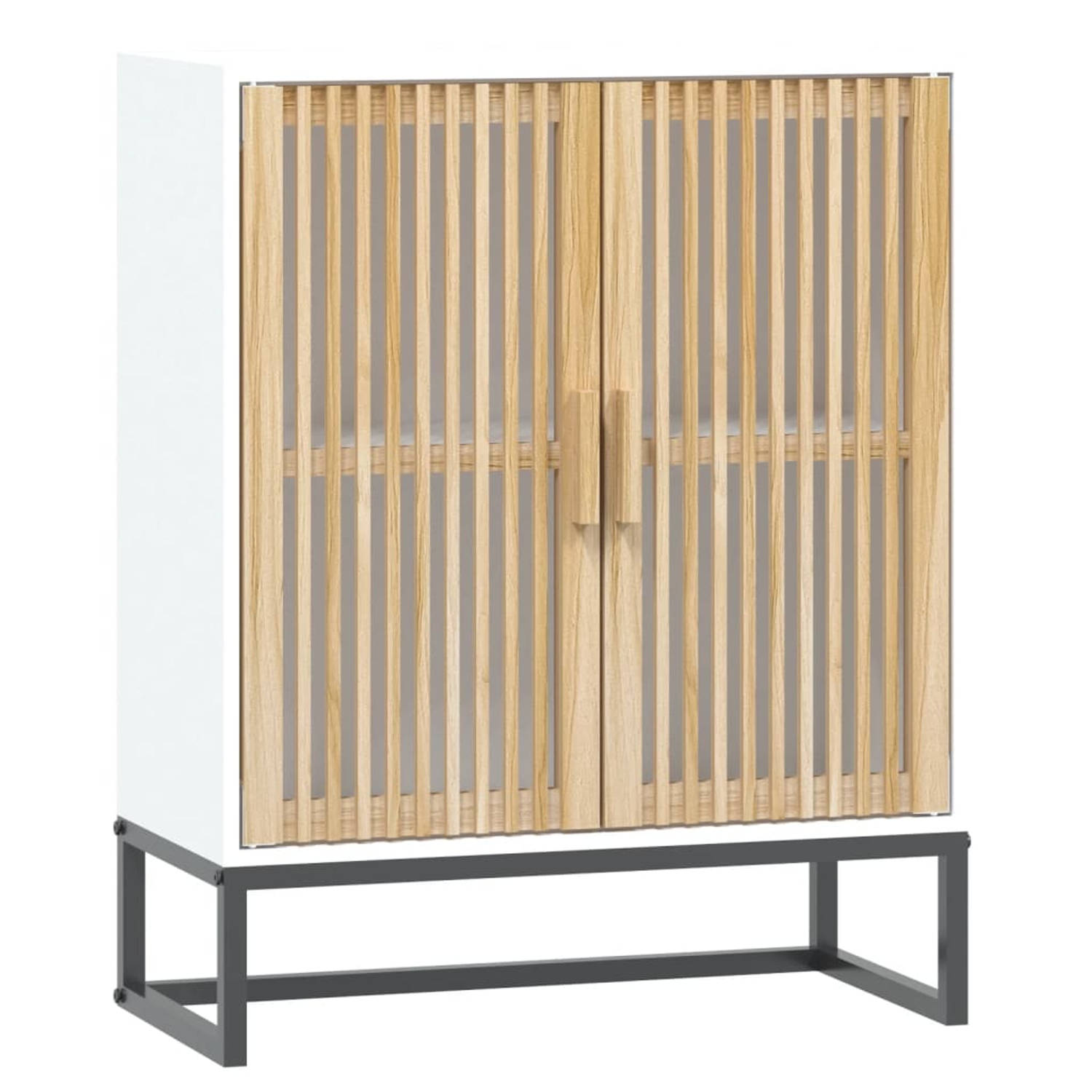 The Living Store Dressoir Klassieke Stijl - Houten Deur - Stabiele IJzeren Poot - Display Functie - 60 x 30 x 75 cm - Wit