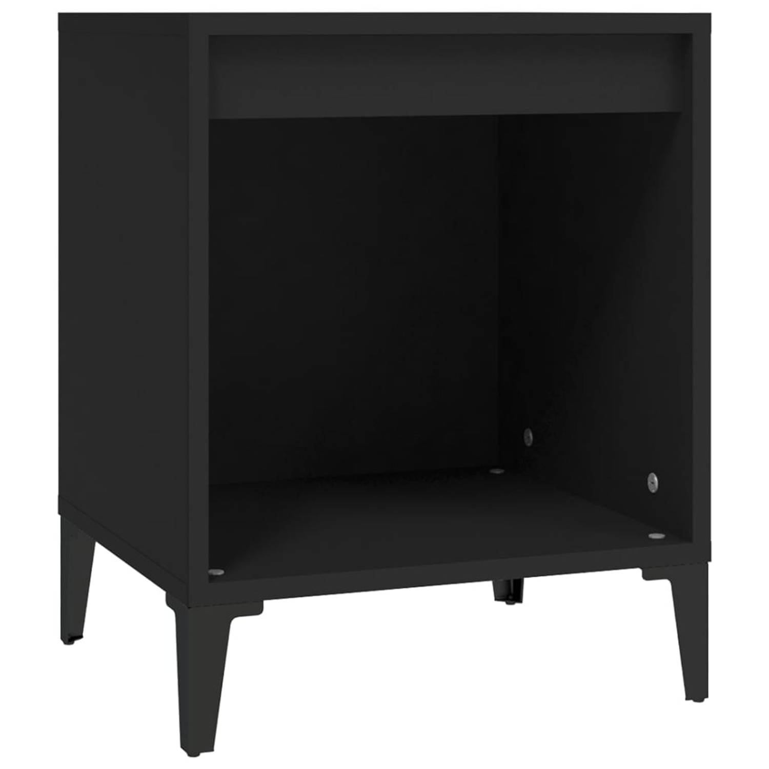 The Living Store Nachtkastje - Elegant ontwerp - Duurzaam bewerkt hout - Voldoende opbergruimte - Stevig tafelblad - Zwart - 40x35x50 cm