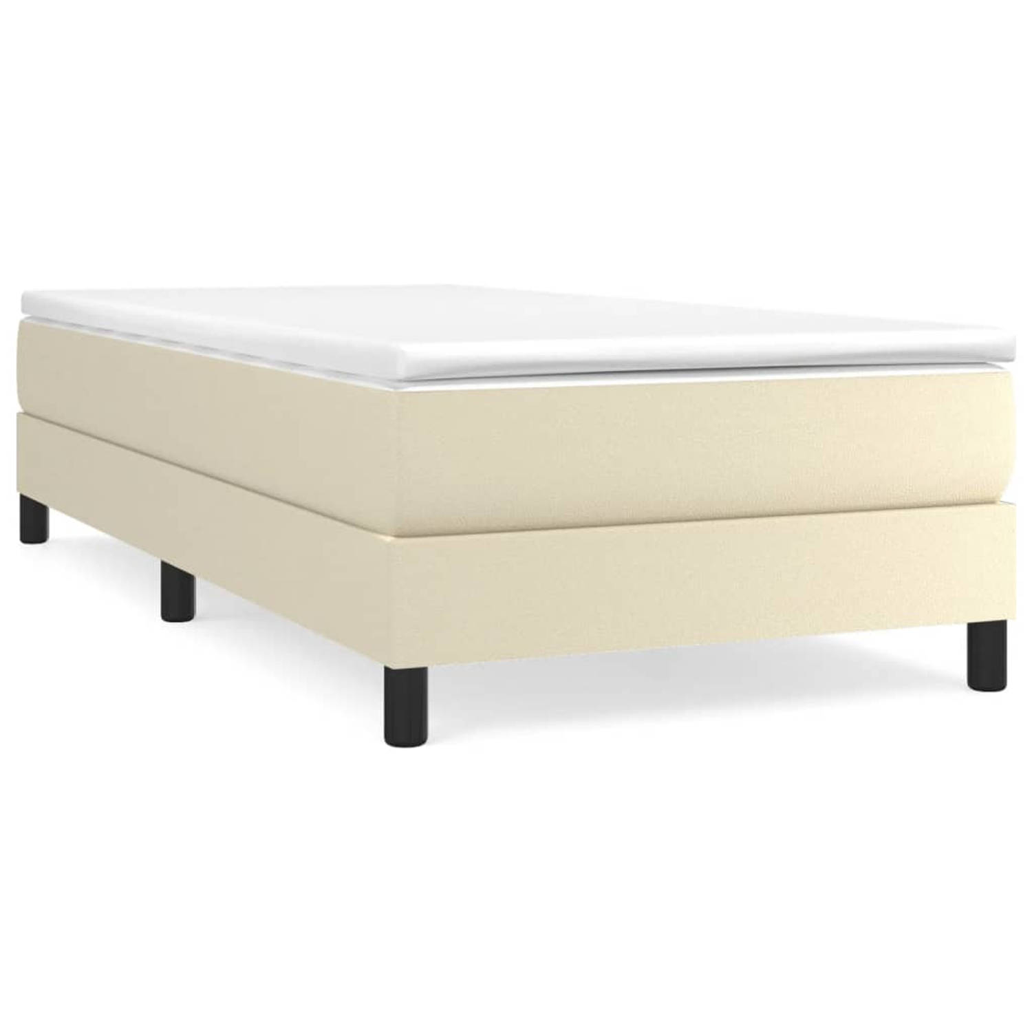 The Living Store Boxspring met matras kunstleer crèmekleurig 80x200 cm - Boxspring - Boxsprings - Bed - Slaapmeubel - Boxspringbed - Boxspring Bed - Eenpersoonsbed - Bed Met Matras