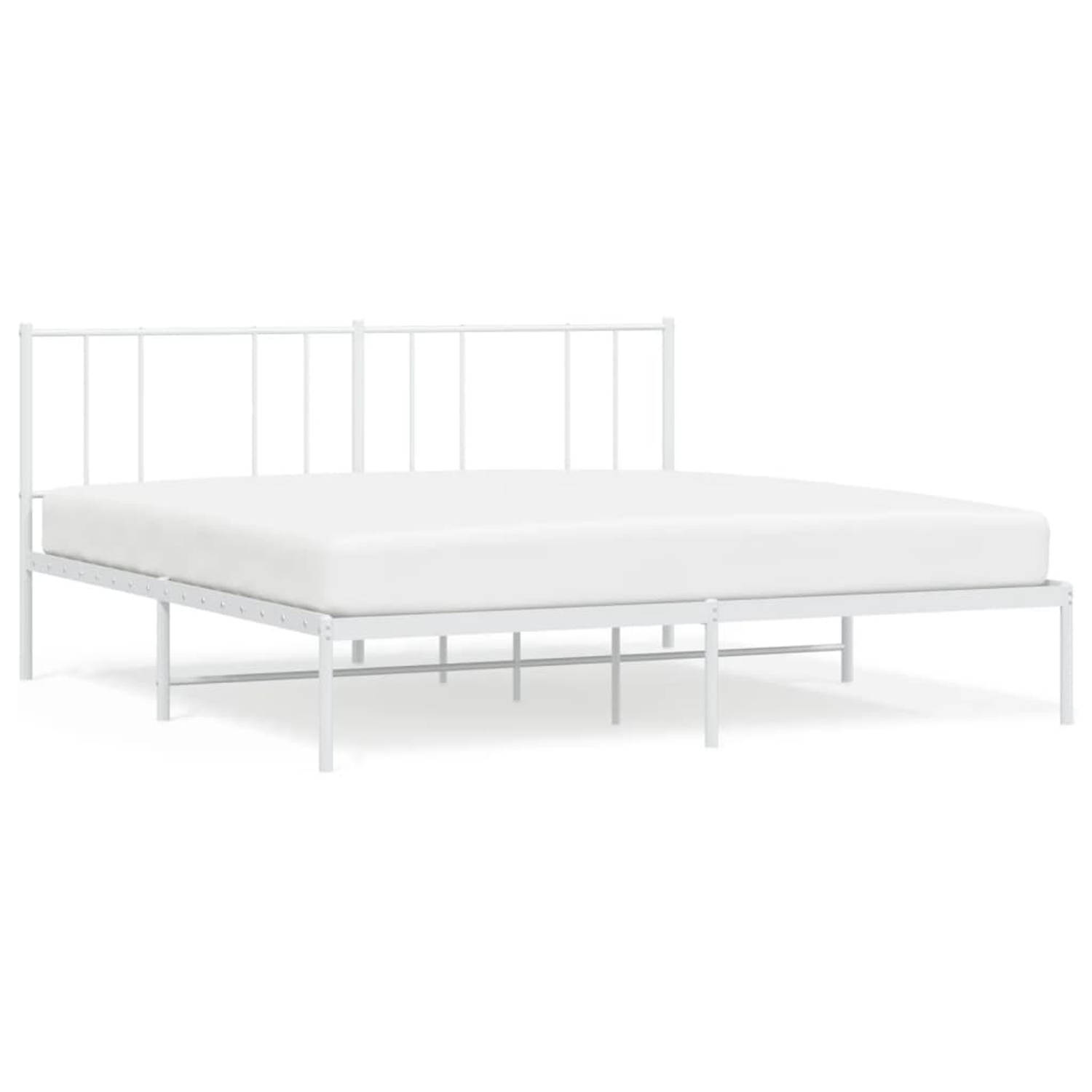 The Living Store Bedframe - Klassiek - Metalen constructie - Metalen latten - 207x187x90cm - Wit - Voor matras 180x200cm - Montage vereist - The Living Store