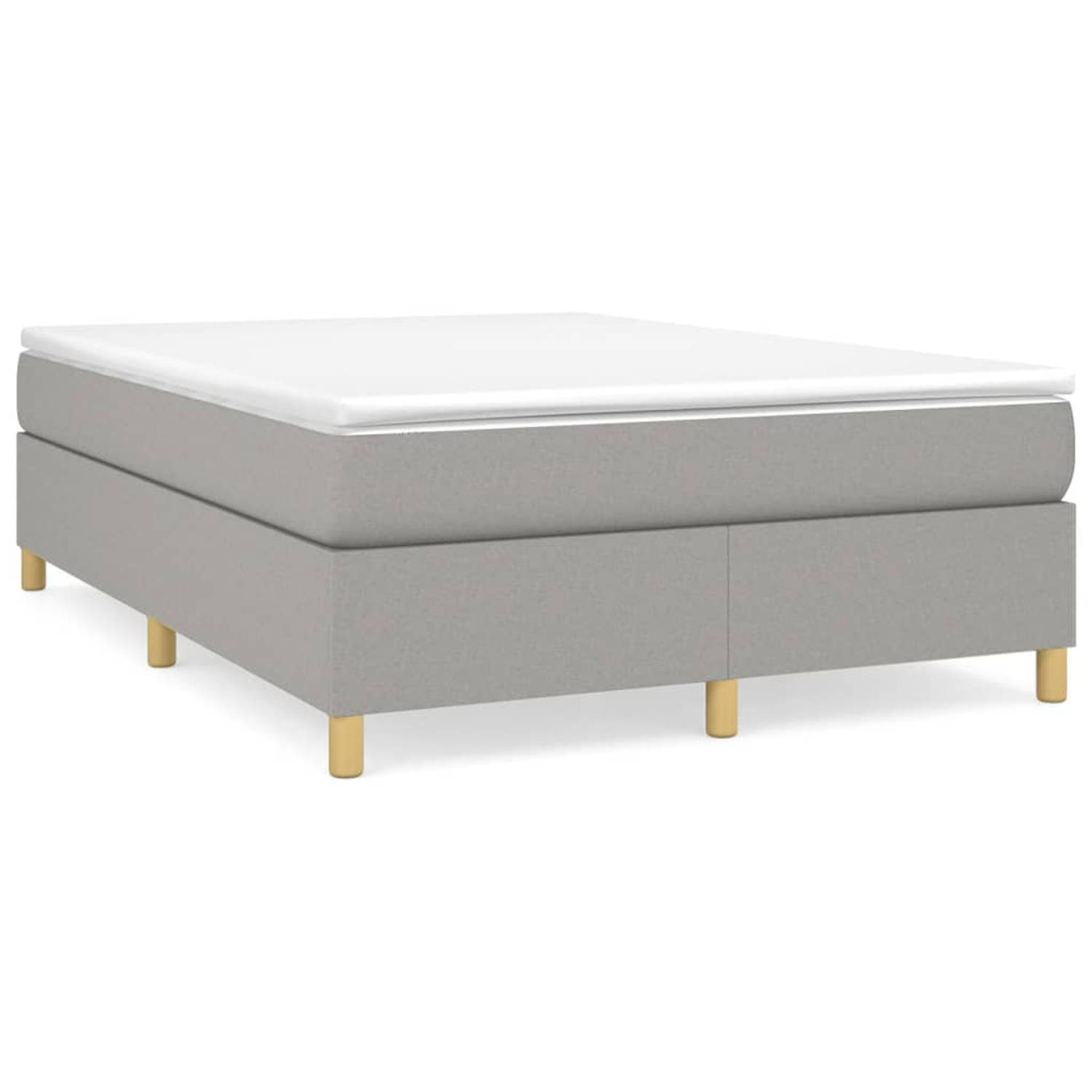 The Living Store Boxspring met matras stof lichtgrijs 140x190 cm - Boxspring - Boxsprings - Bed - Slaapmeubel - Boxspringbed - Boxspring Bed - Tweepersoonsbed - Bed Met Matras - Be