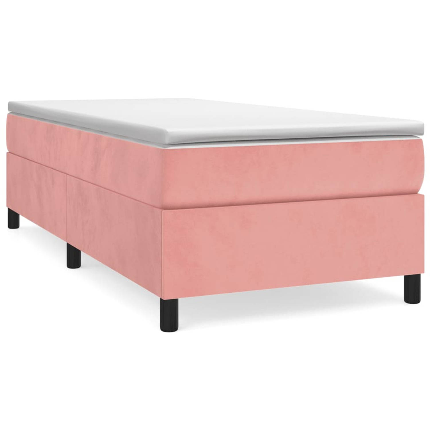 The Living Store Boxspring met matras fluweel roze 80x200 cm - Bed