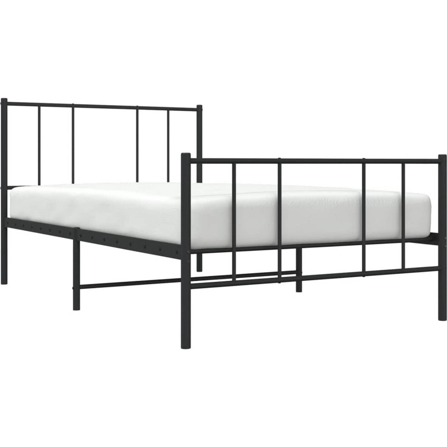 The Living Store Bedframe met hoofd- en voeteneinde metaal zwart 80x200 cm - Bedframe - Bedframes - Eenpersoonsbed - Bed - Bedombouw - Ledikant - Logeerbed - Bed Frame - Metalen Be