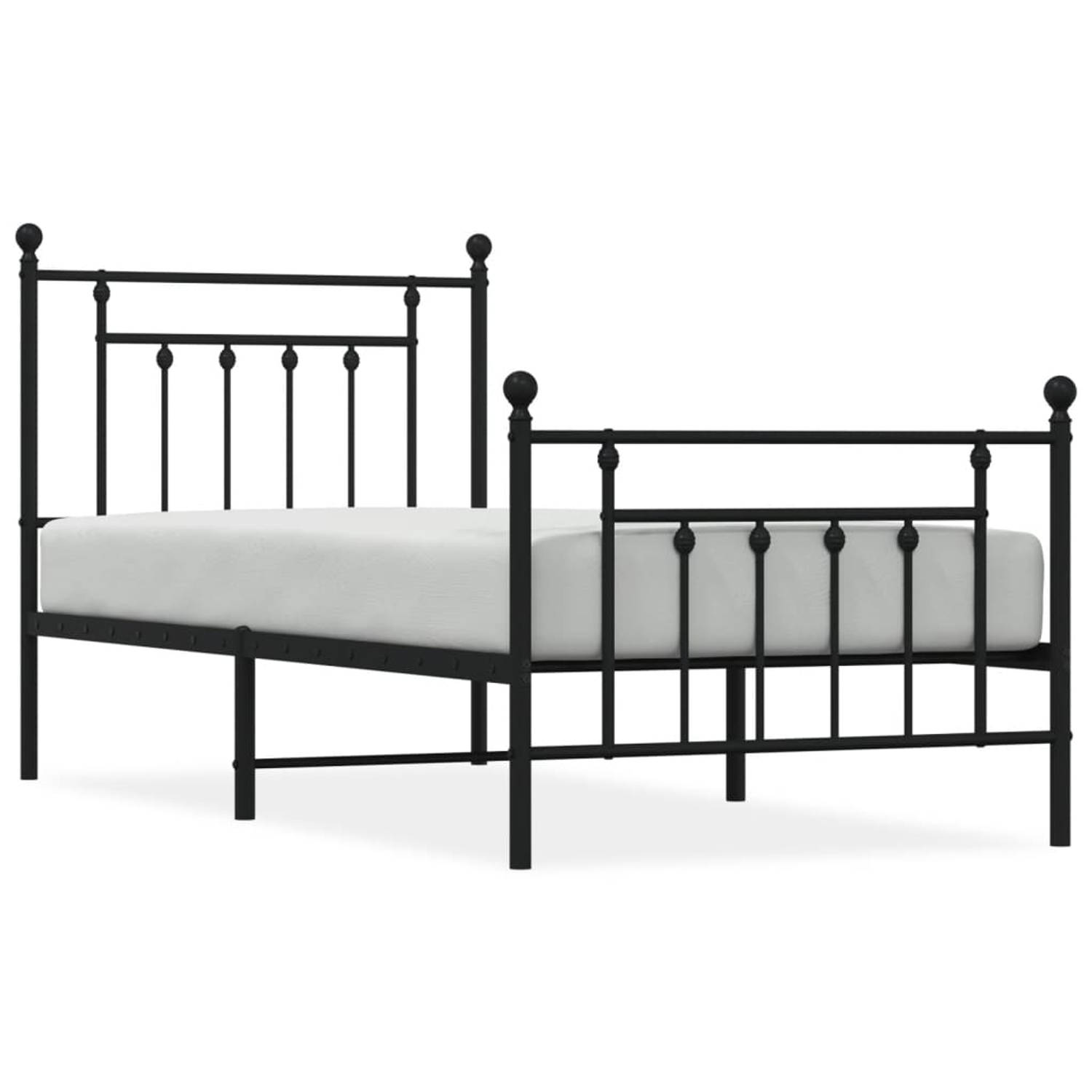 The Living Store Klassiek Bedframe - Metalen Constructie - Met Extra Opbergruimte - Zwart - 196x95x97cm - Geschikt voor 90x190cm Matras - Montage vereist