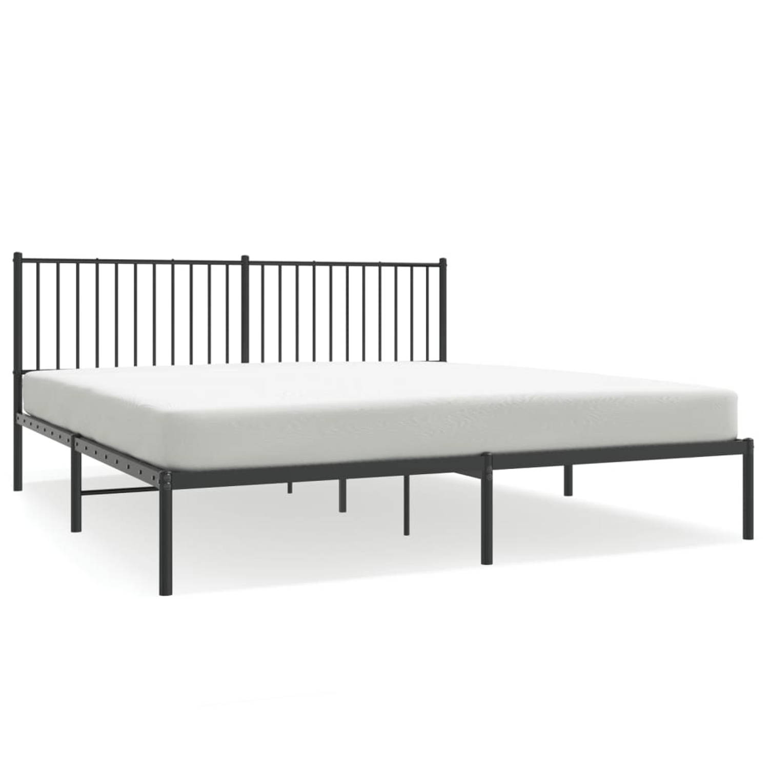 The Living Store Bedframe met hoofdbord metaal zwart 180x200 cm - Bed