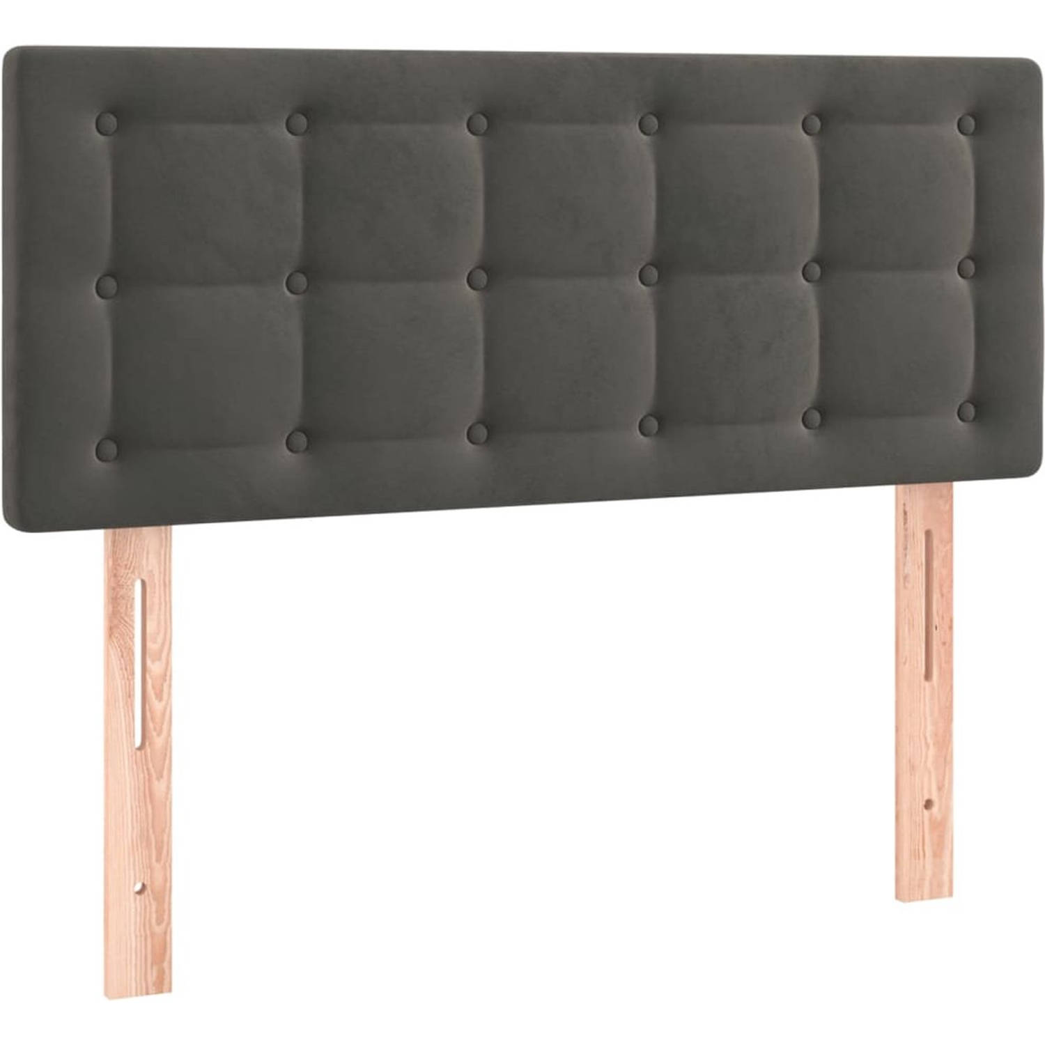 The Living Store The Living Store Boxspringbed - Donkergrijs - 203 x 80 x 78/88 cm - Fluweel - Hoofdbord - Pocketvering