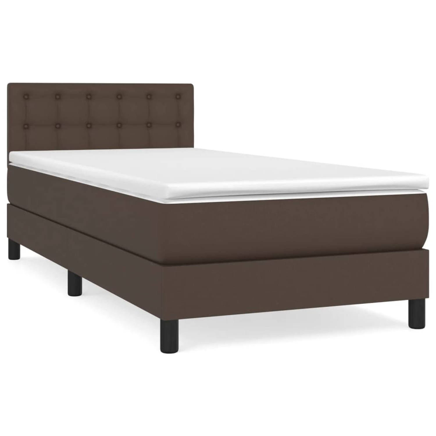 The Living Store Boxspring met matras kunstleer bruin 90x200 cm - Boxspring - Boxsprings - Bed - Slaapmeubel - Boxspringbed - Boxspring Bed - Tweepersoonsbed - Bed Met Matras - Bed