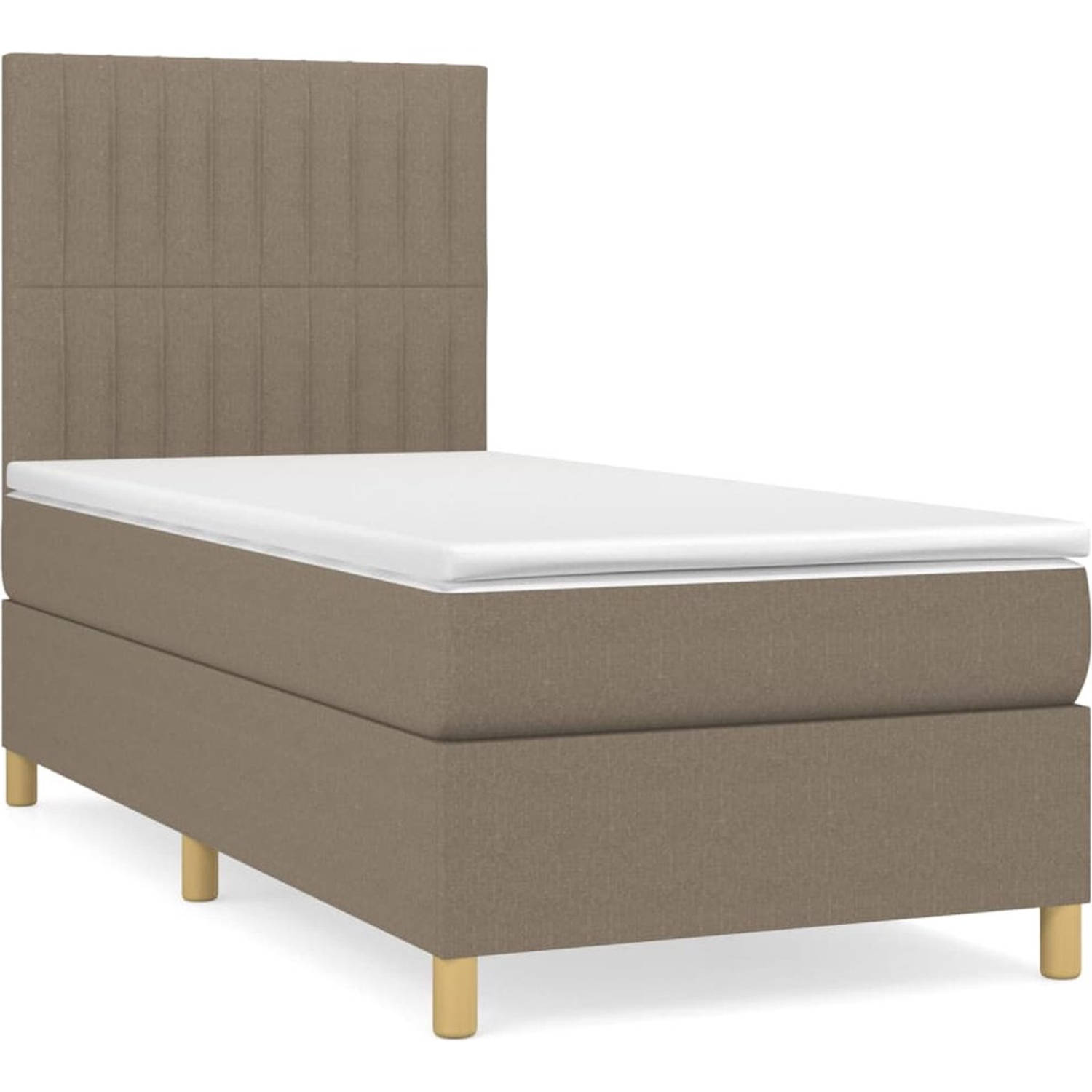 The Living Store Boxspringbed - Comfortabele pocketvering - Middelharde ondersteuning - Huidvriendelijk topmatras - Taupe - 203x83x118/128cm - The Living Store