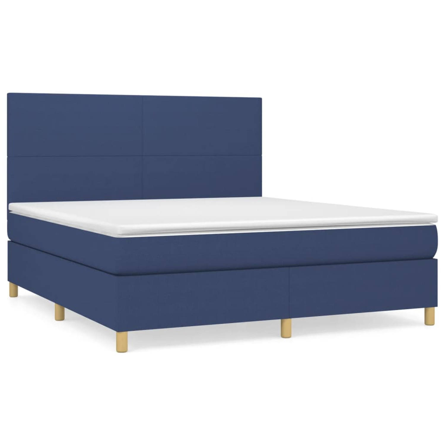 The Living Store Boxspring met matras stof blauw 160x200 cm - Bed
