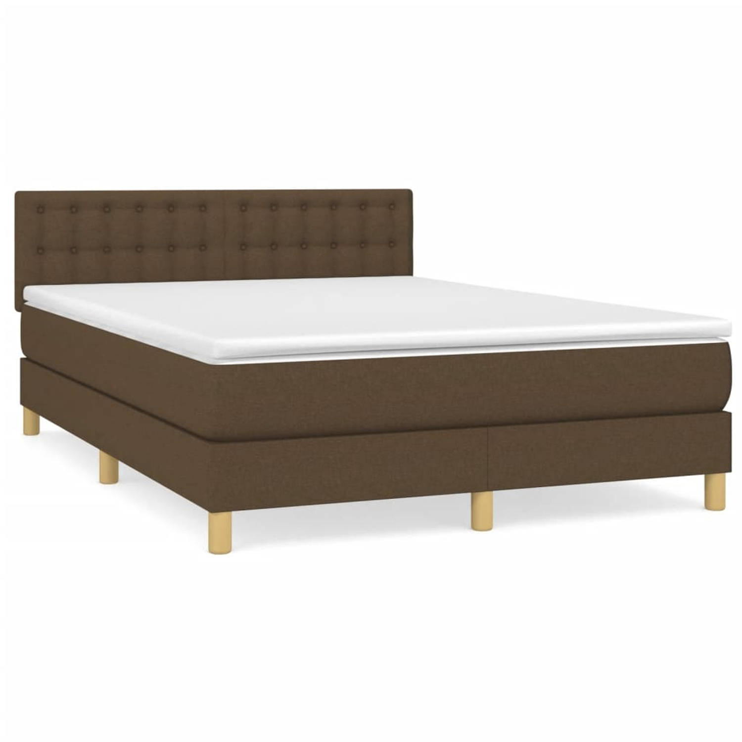 The Living Store Boxspring met matras stof donkerbruin 140x200 cm - Boxspring - Boxsprings - Bed - Slaapmeubel - Boxspringbed - Boxspring Bed - Tweepersoonsbed - Bed Met Matras - B