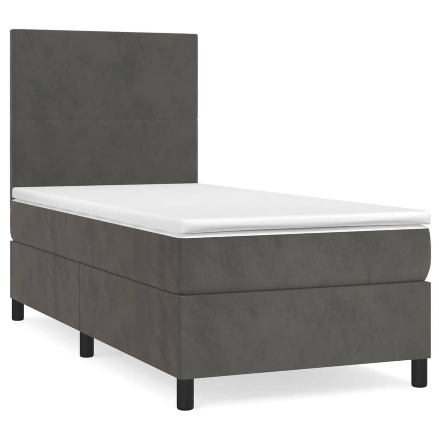 The Living Store Boxspringbed Pocketvering 80 x 200 cm - Zacht fluweel - Praktisch hoofdbord - Middelharde ondersteuning - Huidvriendelijk topmatras