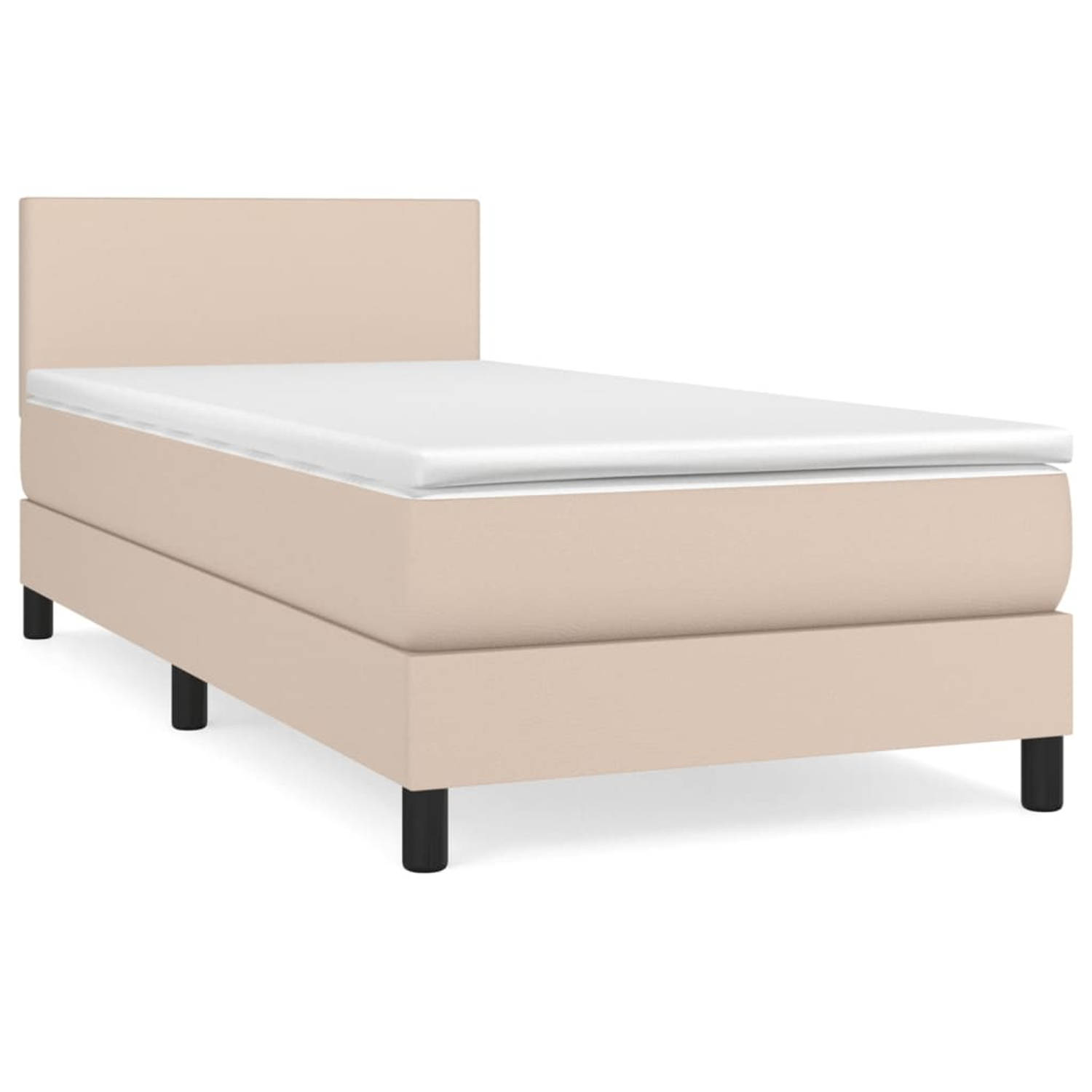 The Living Store Boxspring met matras kunstleer cappuccinokleurig 90x200 cm - Boxspring - Boxsprings - Bed - Slaapmeubel - Boxspringbed - Boxspring Bed - Tweepersoonsbed - Bed Met