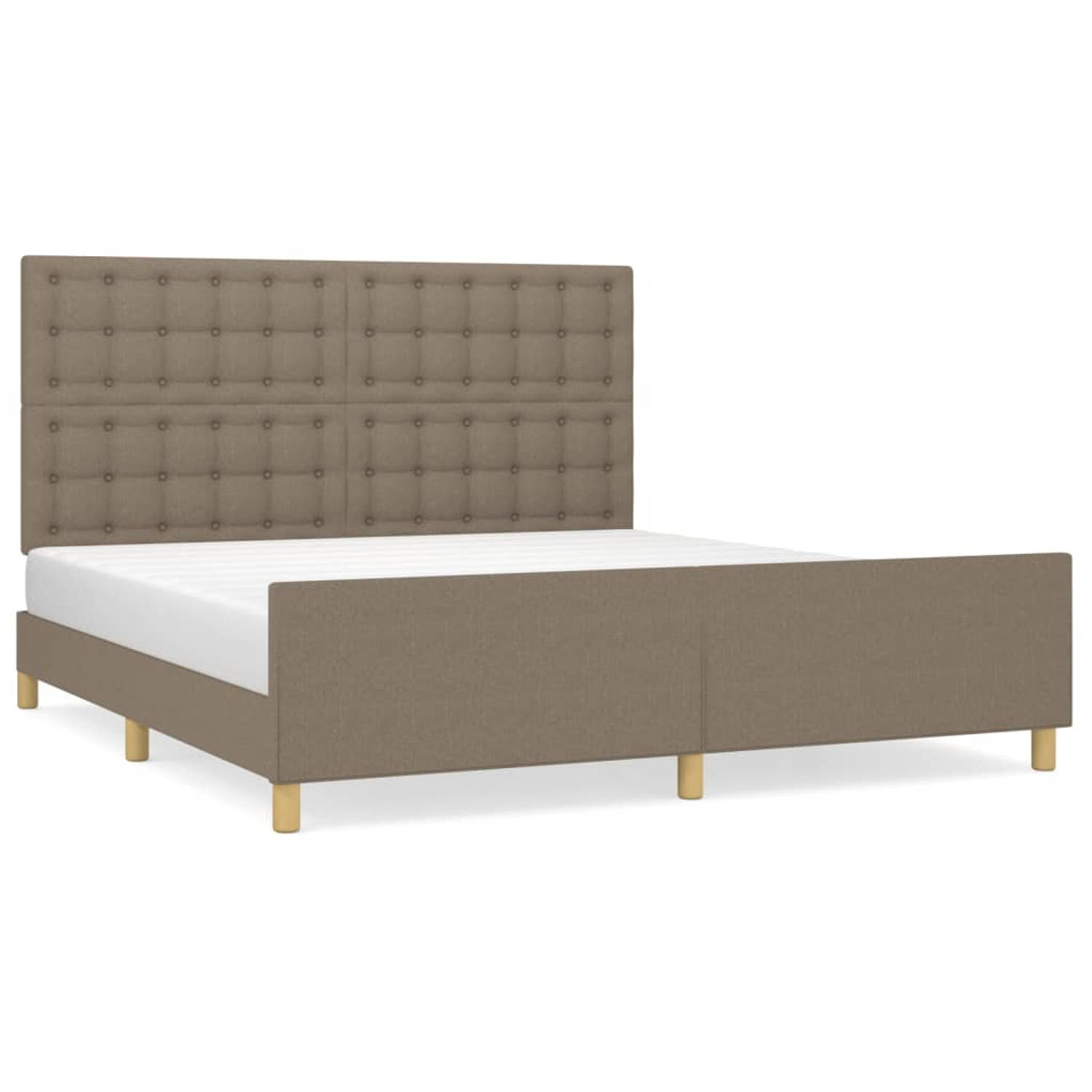 The Living Store Bedframe - Taupe - 203 x 186 x 118/128 cm - Verstelbaar hoofdeinde - Stabiele poten - Multiplex