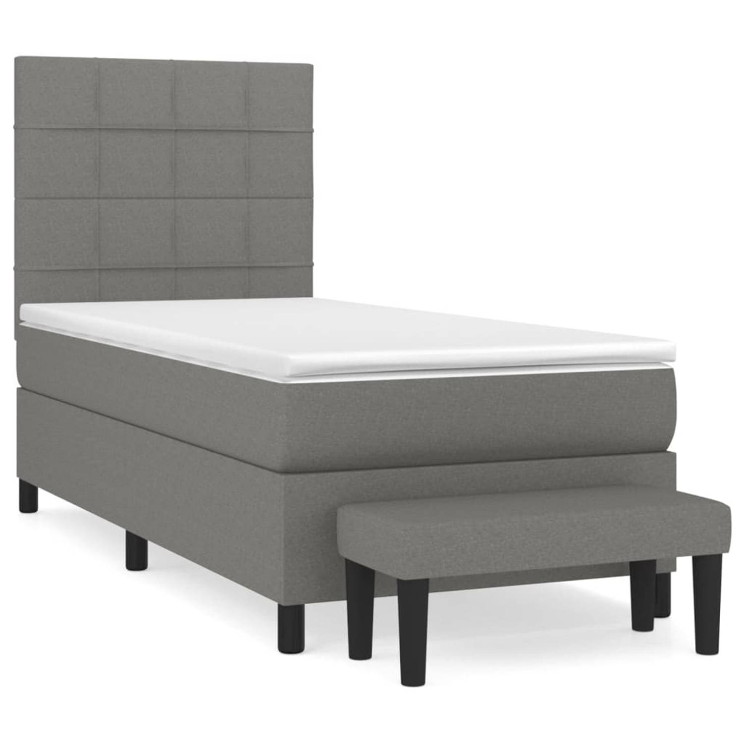 The Living Store Boxspring met matras stof donkergrijs 80x200 cm - Bed