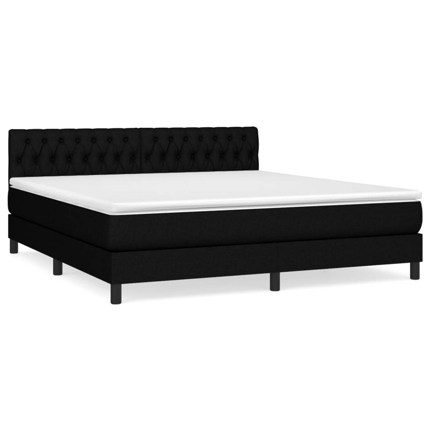 The Living Store Boxspring met matras stof zwart 180x200 cm - Boxspring - Boxsprings - Bed - Slaapmeubel - Boxspringbed - Boxspring Bed - Tweepersoonsbed - Bed Met Matras - Bedfram