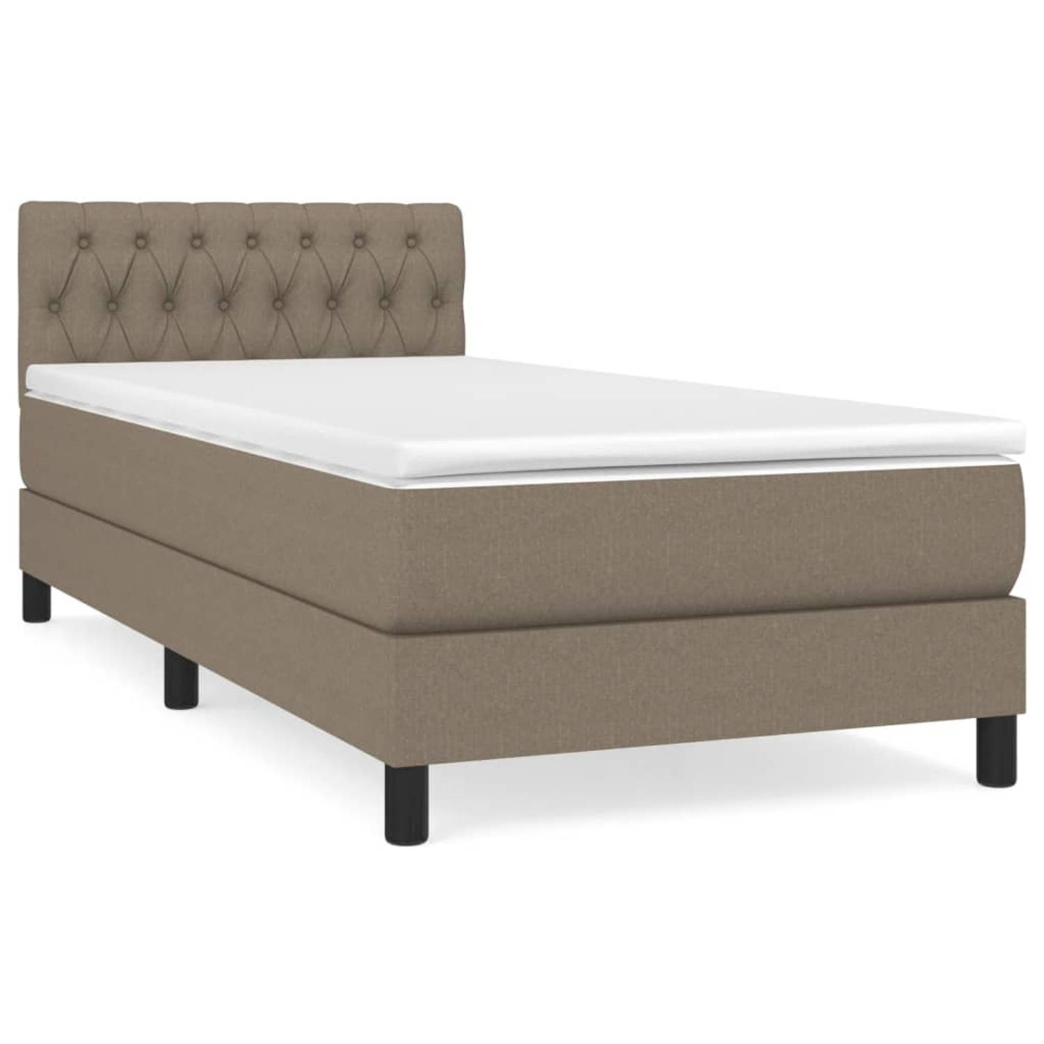 The Living Store Boxspringbed - ComfortMax - Bed 193x90x78/88cm - Taupe - Pocketvering matras 90x190x20cm - Middelharde ondersteuning - Huidvriendelijk topmatras - Inclusief montag