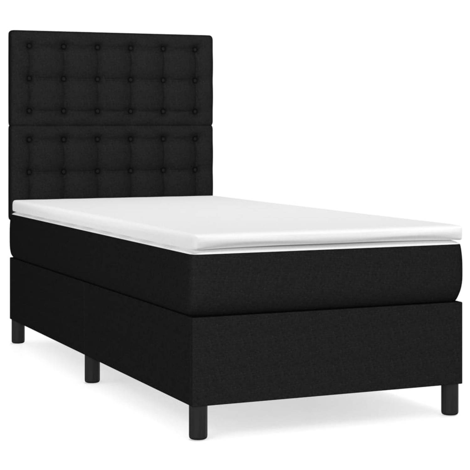 The Living Store Boxspring met matras stof zwart 90x190 cm - Bed