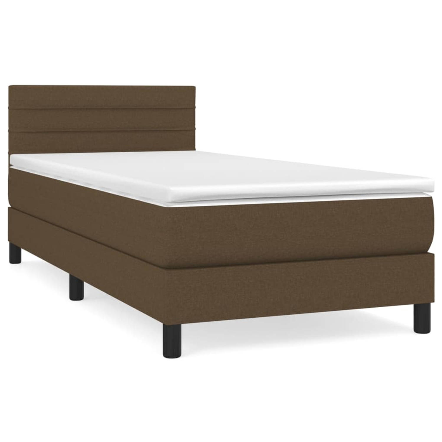 The Living Store Boxspringbed - Bed - 203 x 100 x 78/88 cm - donkerbruin - stof (100% polyester) - verstelbaar