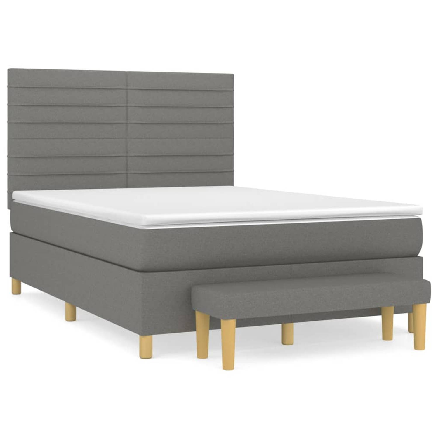 The Living Store Boxspring met matras stof donkergrijs 140x190 cm - Bed