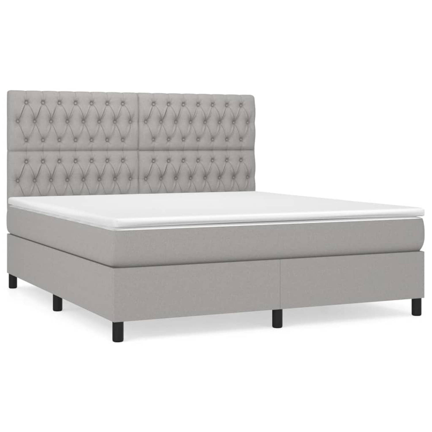 The Living Store Boxspring met matras stof lichtgrijs 180x200 cm - Bed