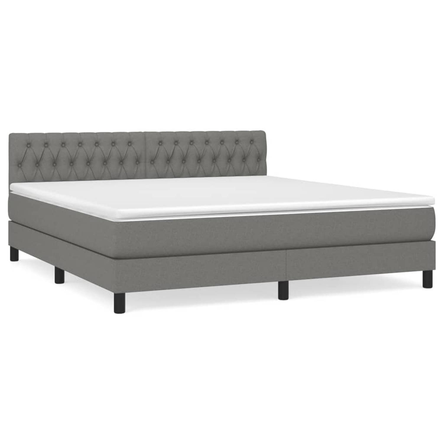 The Living Store Boxspring met matras stof donkergrijs 180x200 cm - Boxspring - Boxsprings - Bed - Slaapmeubel - Boxspringbed - Boxspring Bed - Tweepersoonsbed - Bed Met Matras - B