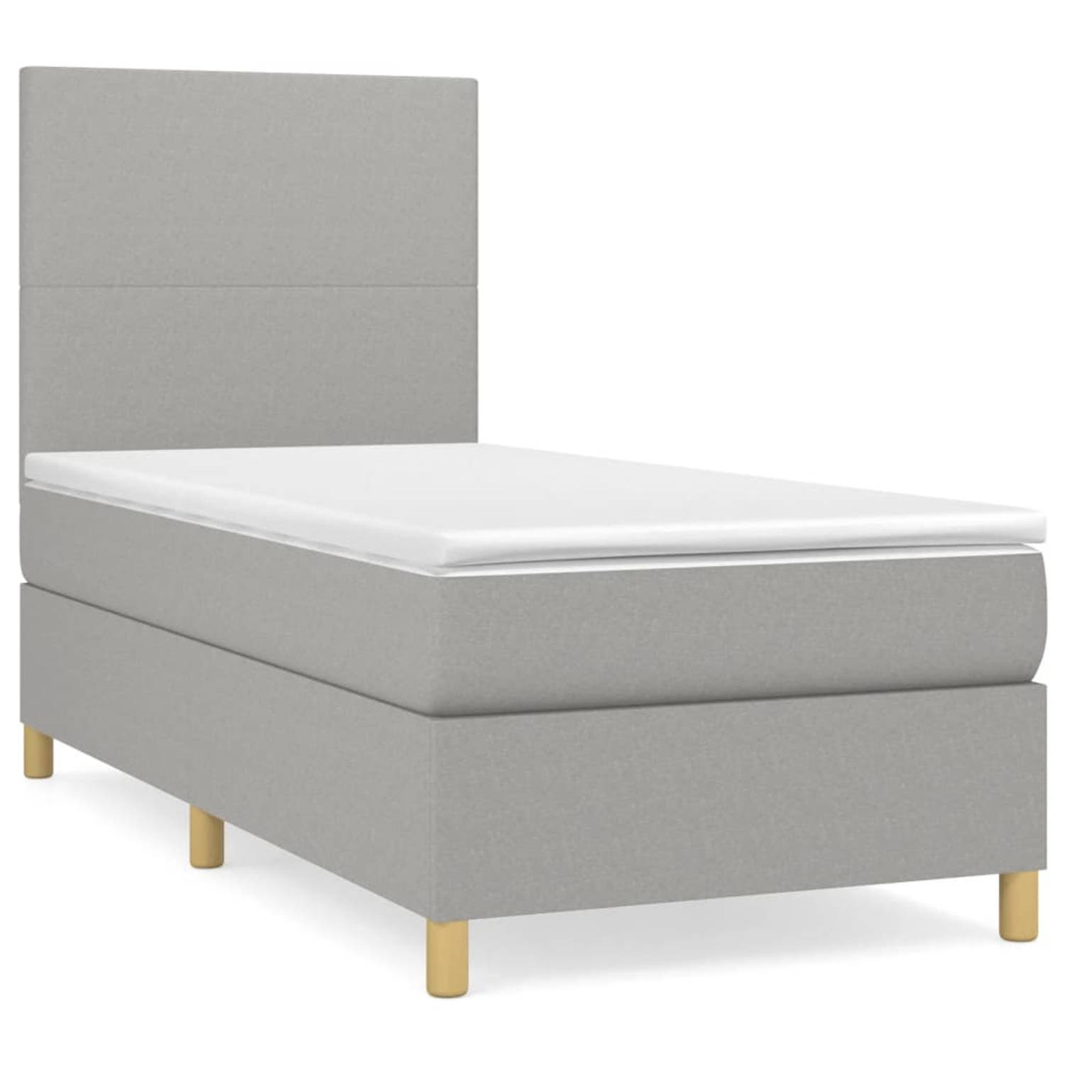 The Living Store Boxspring met matras stof lichtgrijs 80x200 cm - Bed