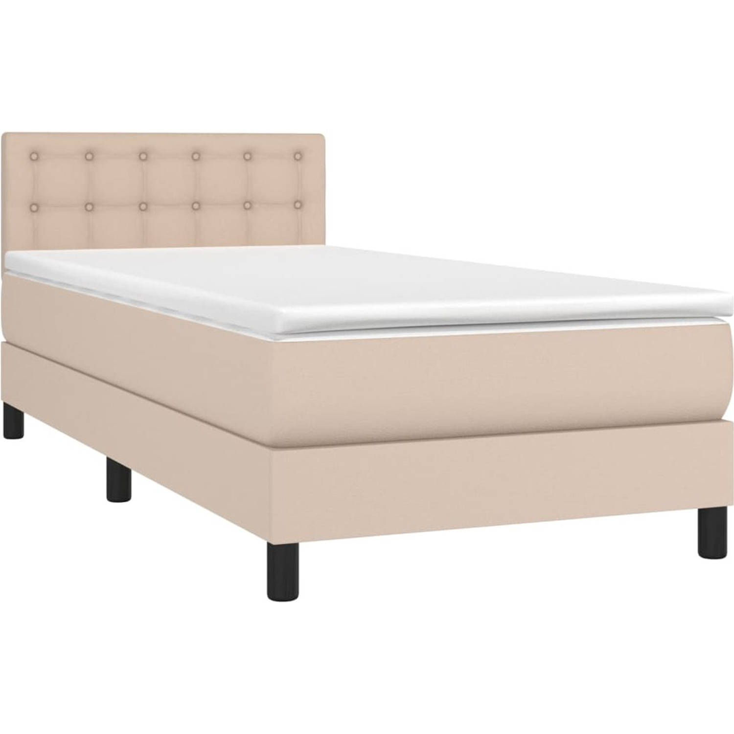 The Living Store Boxspringbed - Cappuccino - Kunstleer - 203 x 80 x 78/88 cm - Pocketvering