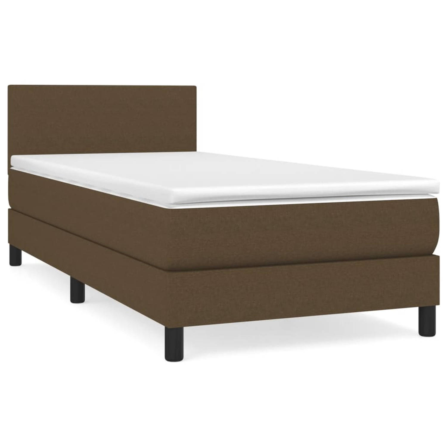 The Living Store Boxspring met matras stof donkerbruin 80x200 cm - Boxspring - Boxsprings - Bed - Slaapmeubel - Boxspringbed - Boxspring Bed - Tweepersoonsbed - Bed Met Matras - Be