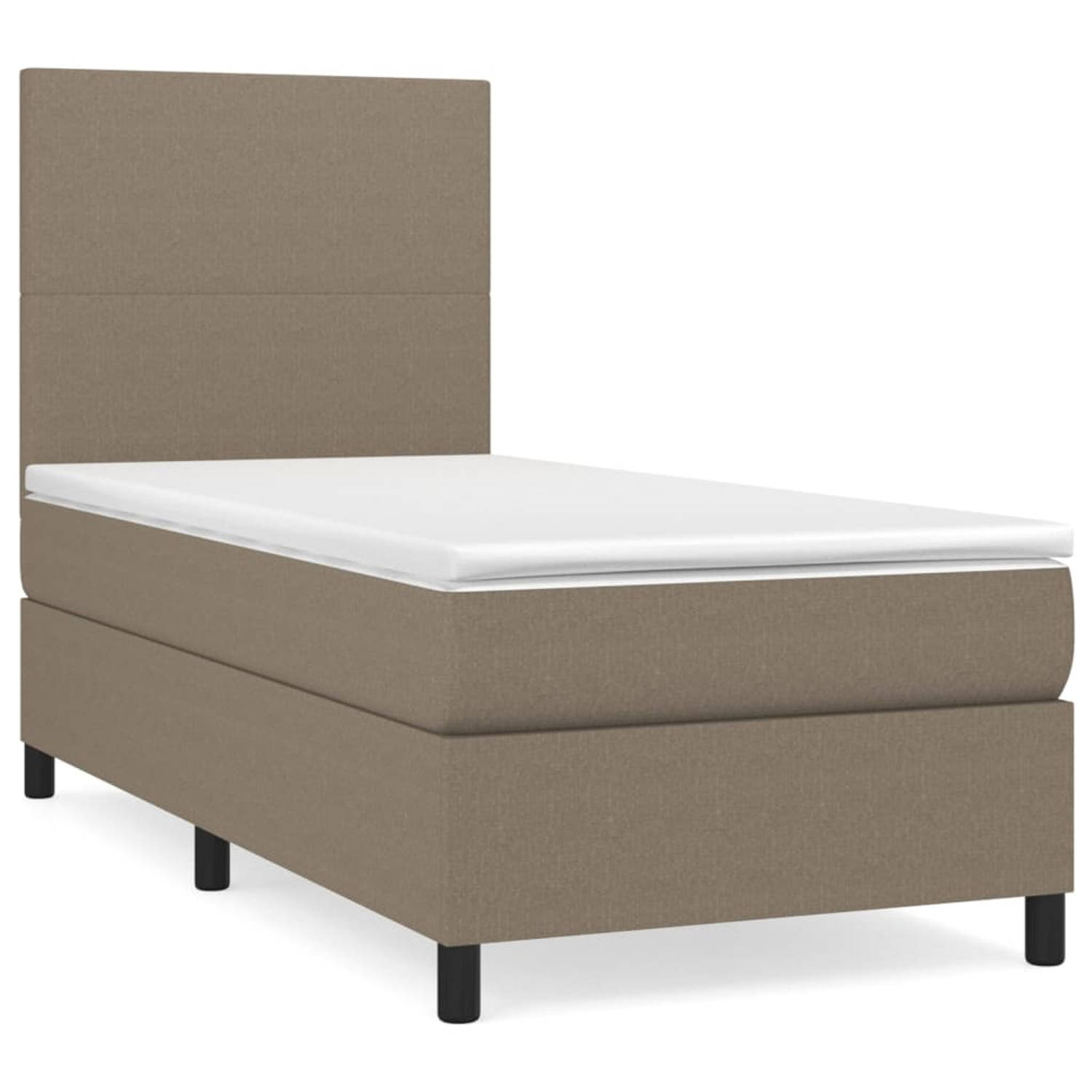 The Living Store Boxspringbed - Comfort - Bed - 203 x 83 x 118/128 cm - Taupe - Stof (100% polyester)