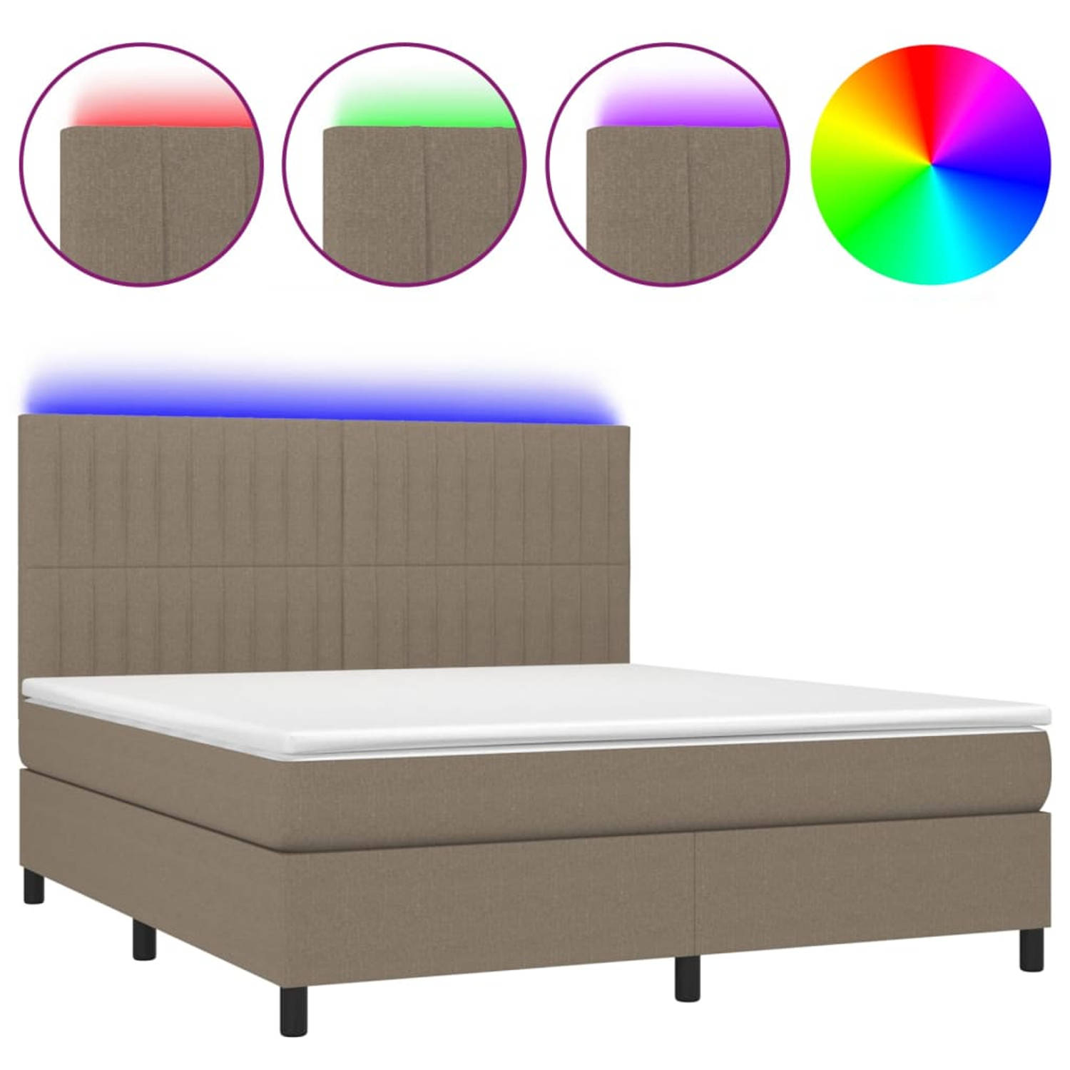 The Living Store Boxspring - LED - Bed 203x180x118/128 - Duurzaam materiaal - verstelbaar hoofdbord - comfortabele