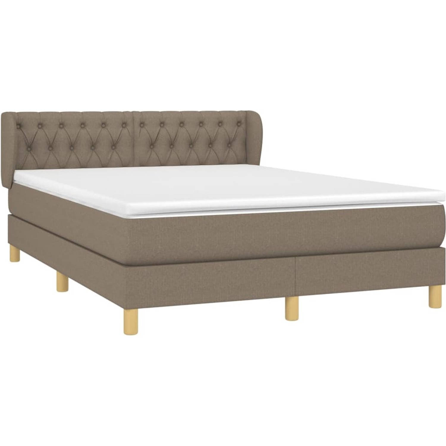 The Living Store Boxspringbed - Taupe - 193x147x78/88 cm - Pocketvering matras - Middelharde ondersteuning -